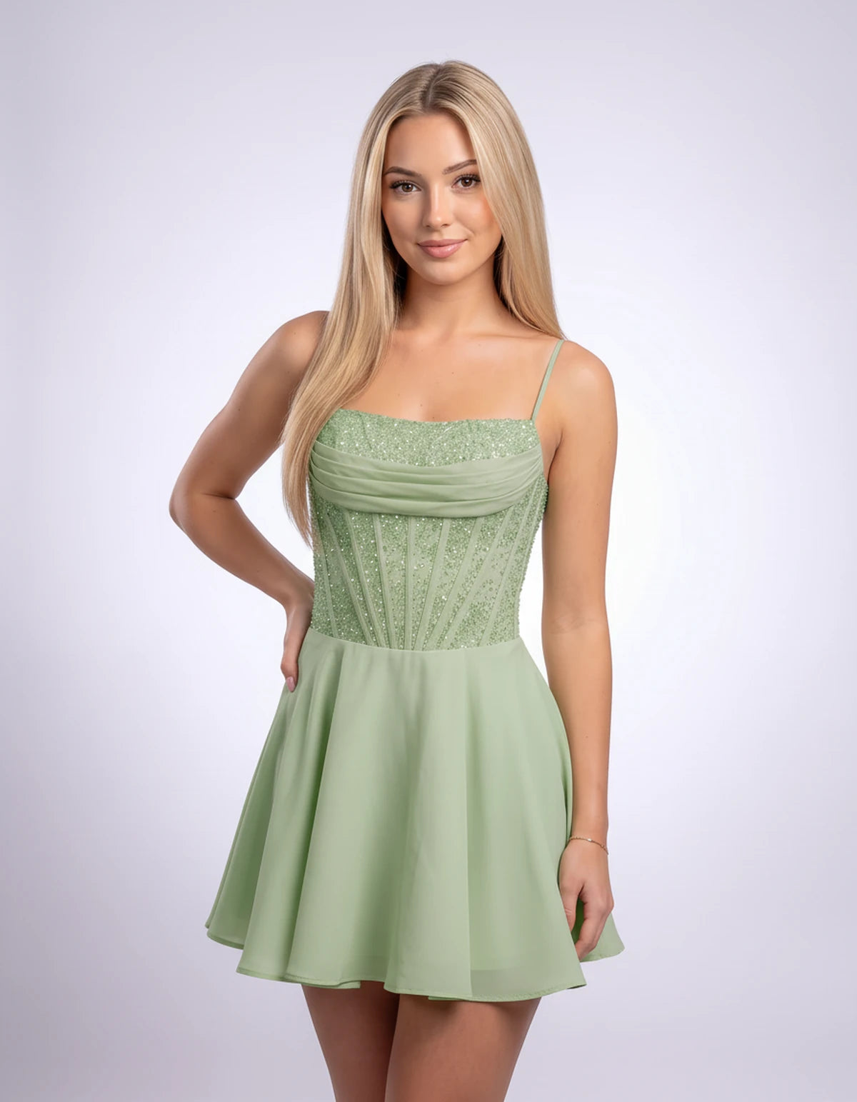 Hortensia Mini Dress — Sage Green | SKU: SD-42905-sagegreen-2,SD-42905-sagegreen-4,SD-42905-sagegreen-6,SD-42905-sagegreen-8,SD-42905-sagegreen-10,SD-42905-sagegreen-12,SD-42905-sagegreen-14,SD-42905-sagegreen-16,SD-42905-sagegreen-16W,SD-42905-sagegreen-18W,SD-42905-sagegreen-20W,SD-42905-sagegreen-22W