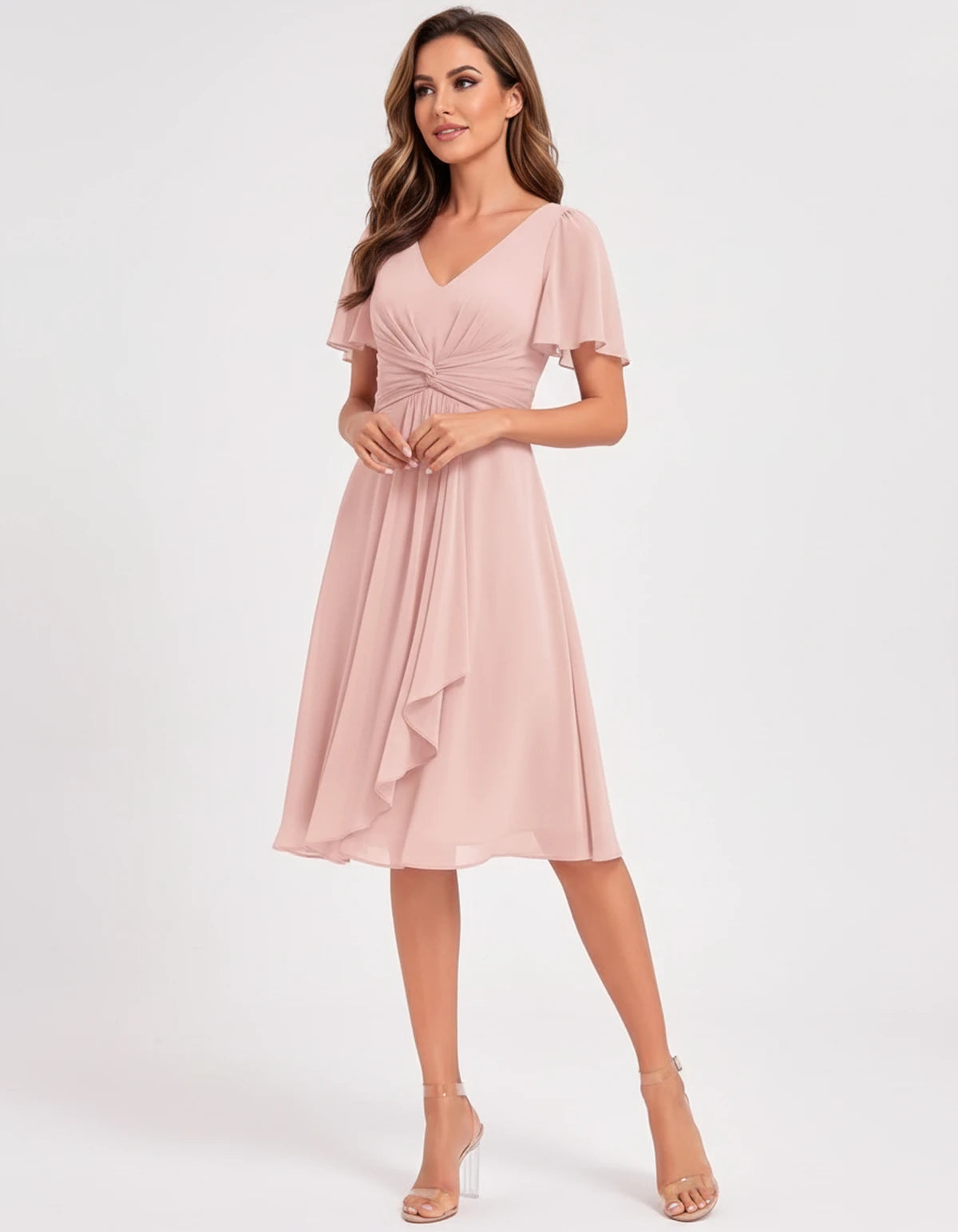 Hyacinthe Mini Dress — Blush | SKU: SD-63850-blush-2,SD-63850-blush-4,SD-63850-blush-6,SD-63850-blush-8,SD-63850-blush-10,SD-63850-blush-12,SD-63850-blush-14,SD-63850-blush-16,SD-63850-blush-16W,SD-63850-blush-18W,SD-63850-blush-20W,SD-63850-blush-22W