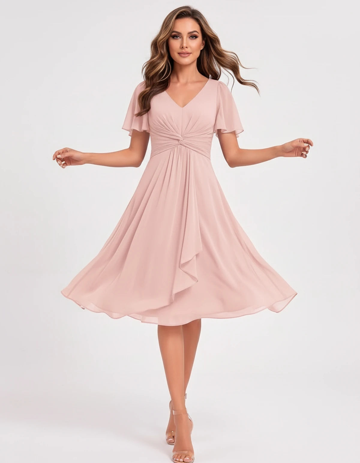 Hyacinthe Mini Dress — Blush | SKU: SD-63850-blush-2,SD-63850-blush-4,SD-63850-blush-6,SD-63850-blush-8,SD-63850-blush-10,SD-63850-blush-12,SD-63850-blush-14,SD-63850-blush-16,SD-63850-blush-16W,SD-63850-blush-18W,SD-63850-blush-20W,SD-63850-blush-22W