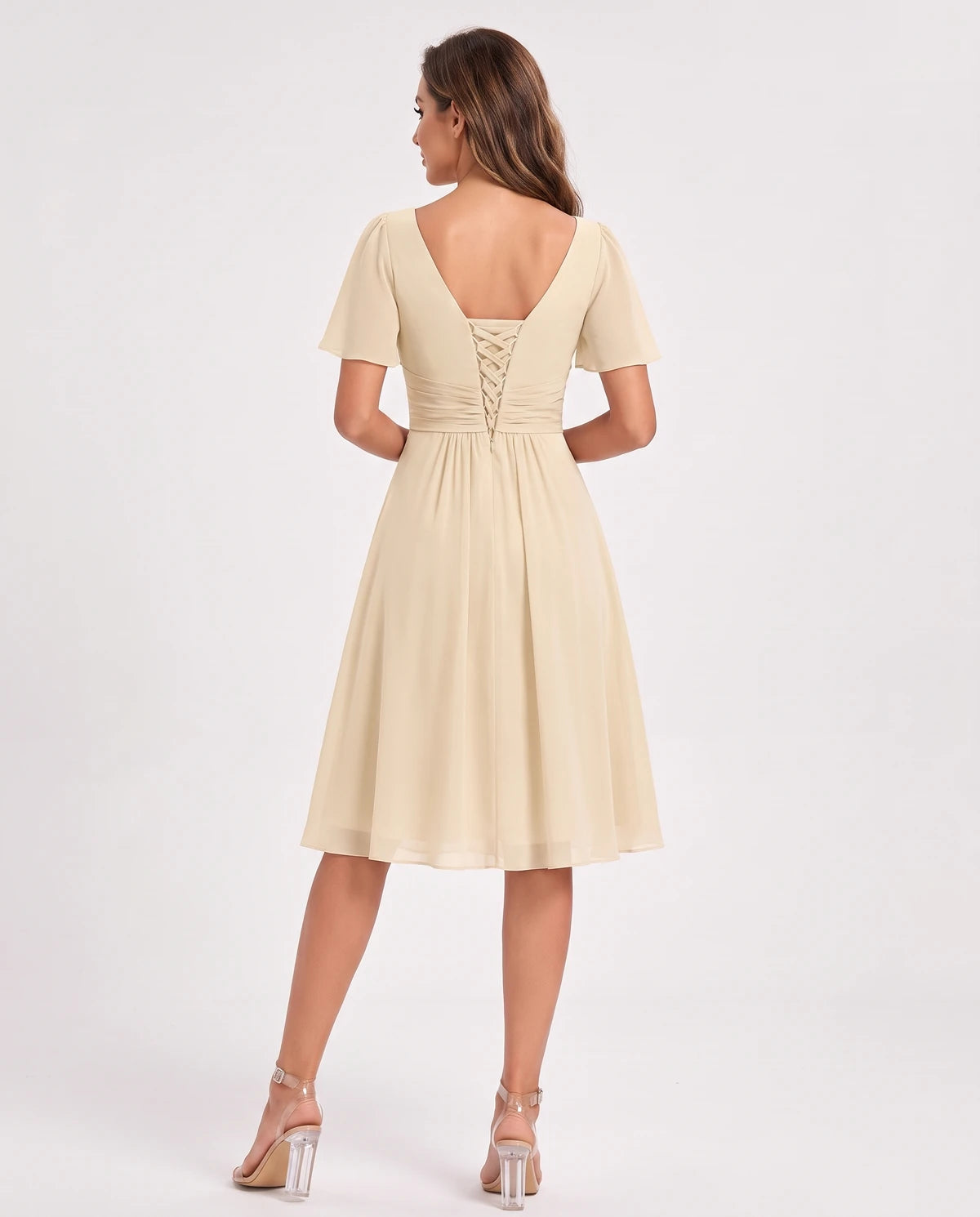 Hyacinthe Mini Dress — Champagne | SKU: SD-63850-champagne-2,SD-63850-champagne-4,SD-63850-champagne-6,SD-63850-champagne-8,SD-63850-champagne-10,SD-63850-champagne-12,SD-63850-champagne-14,SD-63850-champagne-16,SD-63850-champagne-16W,SD-63850-champagne-18W,SD-63850-champagne-20W,SD-63850-champagne-22W