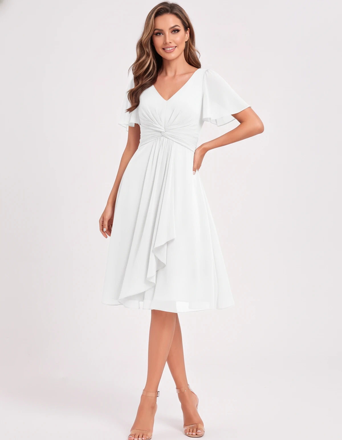 Hyacinthe Mini Dress — White | SKU: SD-63850-white-2,SD-63850-white-4,SD-63850-white-6,SD-63850-white-8,SD-63850-white-10,SD-63850-white-12,SD-63850-white-14,SD-63850-white-16,SD-63850-white-16W,SD-63850-white-18W,SD-63850-white-20W,SD-63850-white-22W