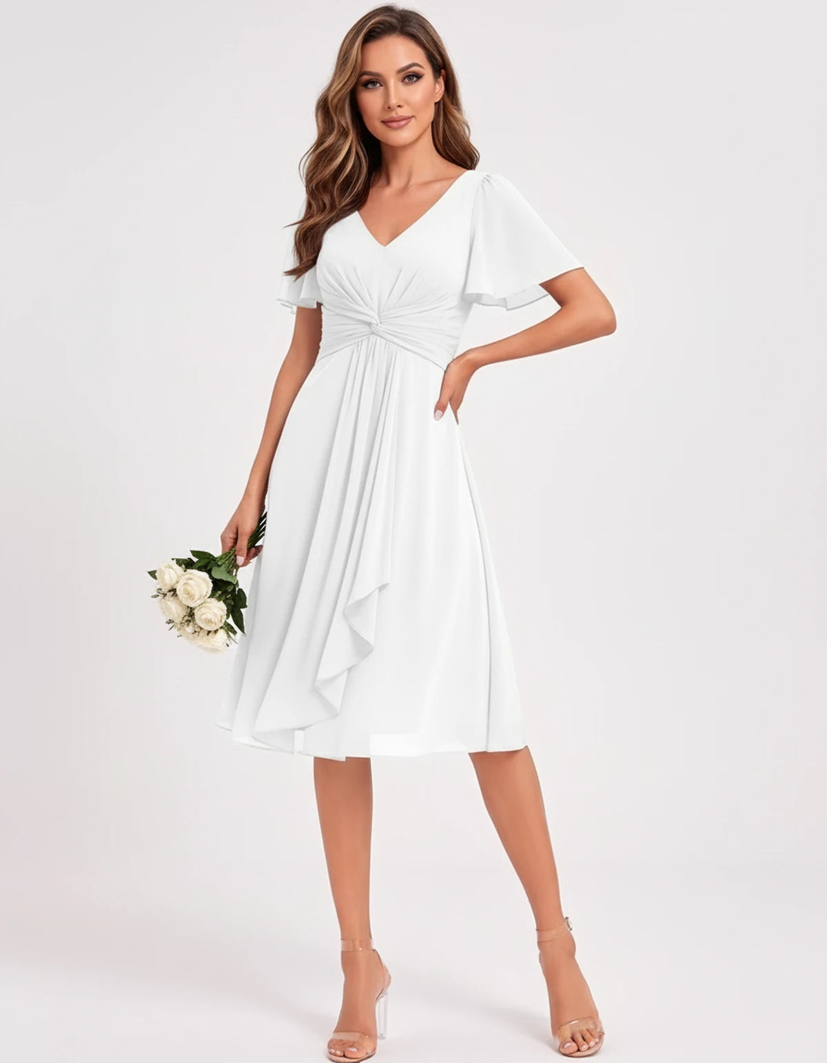 Hyacinthe Mini Dress — White | SKU: SD-63850-white-2,SD-63850-white-4,SD-63850-white-6,SD-63850-white-8,SD-63850-white-10,SD-63850-white-12,SD-63850-white-14,SD-63850-white-16,SD-63850-white-16W,SD-63850-white-18W,SD-63850-white-20W,SD-63850-white-22W