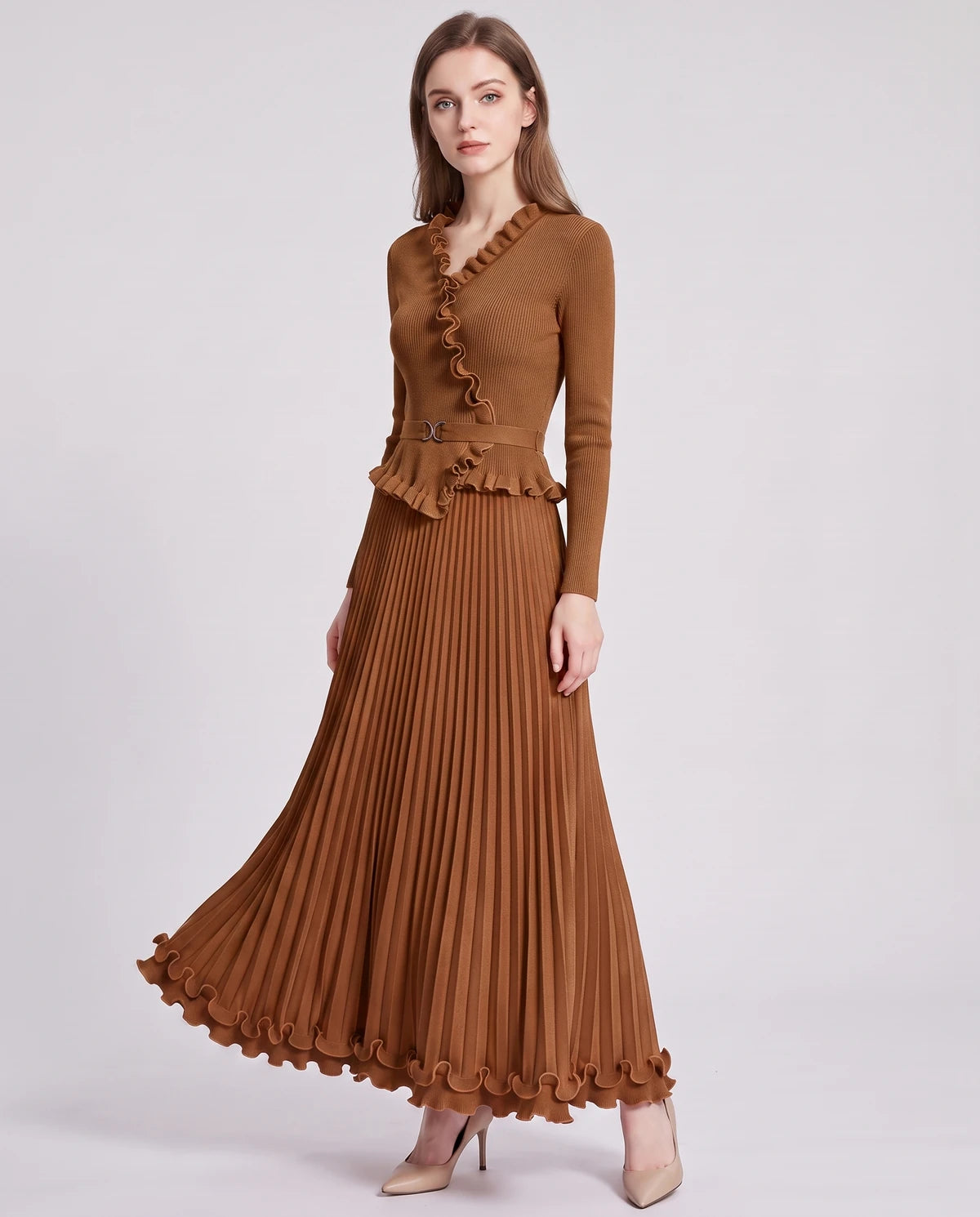 Idalia Midi Dresses — Dark Brown