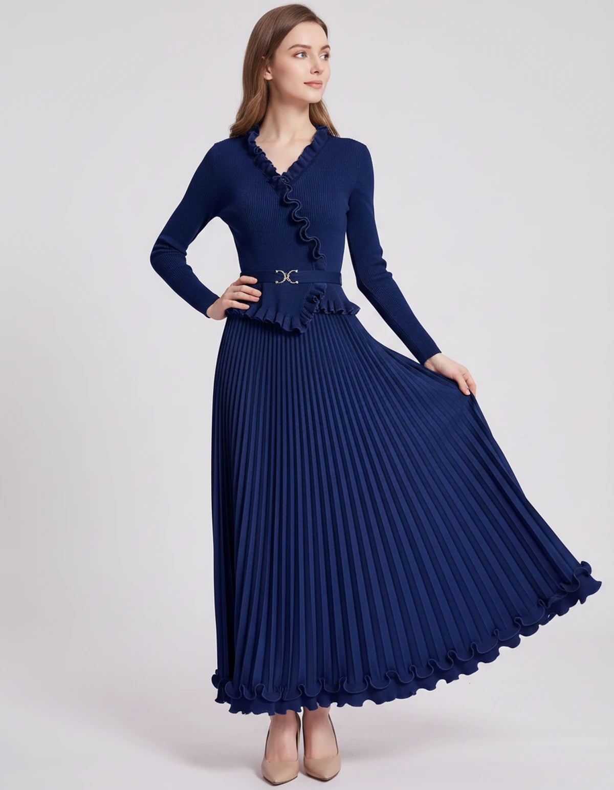 Idalia Midi Dresses — Navy | SKU: SD-29508-navy-ONE SIZE