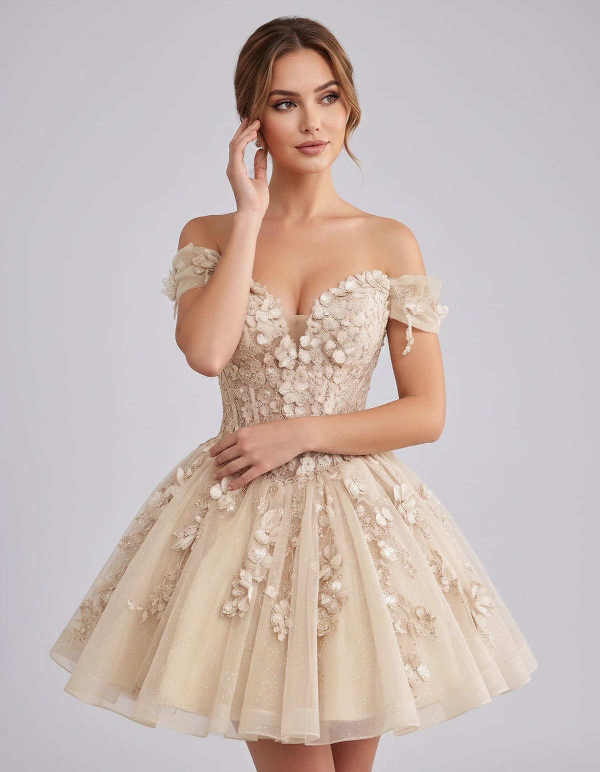 Isodora Mini Dress — Champagne | SKU: SD-57902-champagne-2,SD-57902-champagne-4,SD-57902-champagne-6,SD-57902-champagne-8,SD-57902-champagne-10,SD-57902-champagne-12,SD-57902-champagne-14,SD-57902-champagne-14W,SD-57902-champagne-16,SD-57902-champagne-16W,SD-57902-champagne-18W,SD-57902-champagne-20W