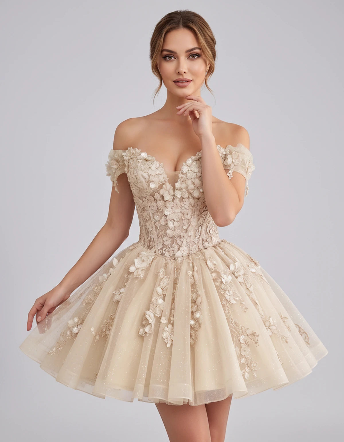 Isodora Mini Dress — Champagne | SKU: SD-57902-champagne-2,SD-57902-champagne-4,SD-57902-champagne-6,SD-57902-champagne-8,SD-57902-champagne-10,SD-57902-champagne-12,SD-57902-champagne-14,SD-57902-champagne-14W,SD-57902-champagne-16,SD-57902-champagne-16W,SD-57902-champagne-18W,SD-57902-champagne-20W