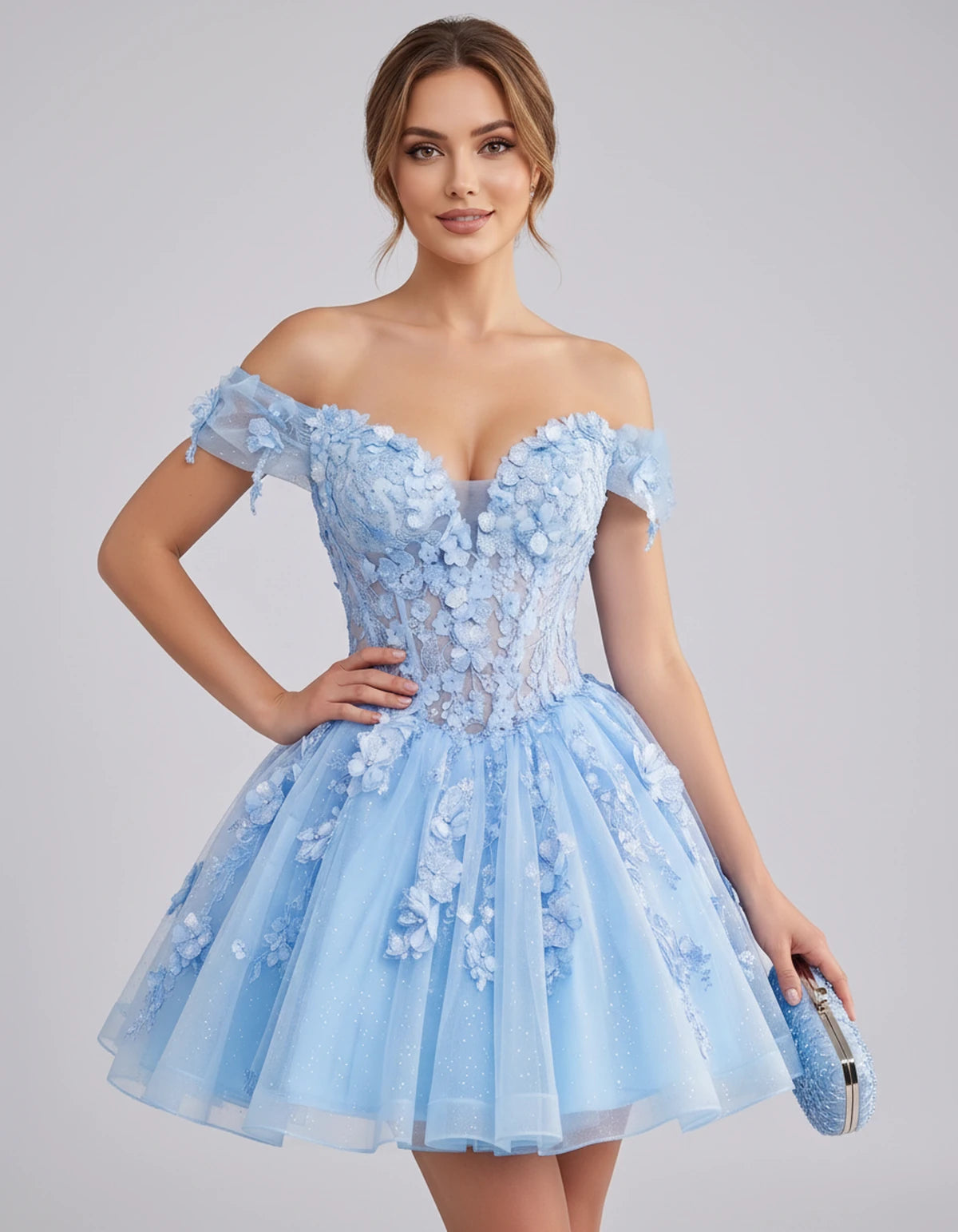 Isodora Mini Dress — Light Blue | SKU: SD-57902-lightblue-2,SD-57902-lightblue-4,SD-57902-lightblue-6,SD-57902-lightblue-8,SD-57902-lightblue-10,SD-57902-lightblue-12,SD-57902-lightblue-14,SD-57902-lightblue-14W,SD-57902-lightblue-16,SD-57902-lightblue-16W,SD-57902-lightblue-18W,SD-57902-lightblue-20W