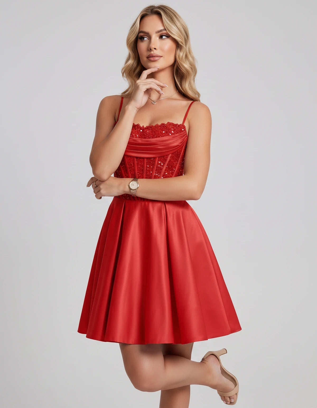 Jacaranda Midi Dresses — Red | SKU: SD-83126-red-2,SD-83126-red-4,SD-83126-red-6,SD-83126-red-8,SD-83126-red-10,SD-83126-red-12,SD-83126-red-14,SD-83126-red-14W,SD-83126-red-16,SD-83126-red-16W,SD-83126-red-18W,SD-83126-red-20W