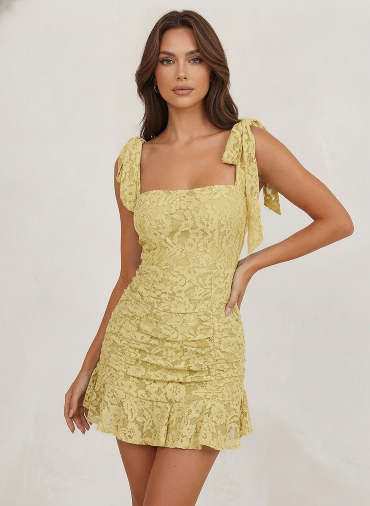 Javiera Mini Dress — Yellow | SKU: SD-57707-yellow-2,SD-57707-yellow-4,SD-57707-yellow-6,SD-57707-yellow-8,SD-57707-yellow-10,SD-57707-yellow-12,SD-57707-yellow-14,SD-57707-yellow-16,SD-57707-yellow-16W,SD-57707-yellow-18W,SD-57707-yellow-20W,SD-57707-yellow-22W
