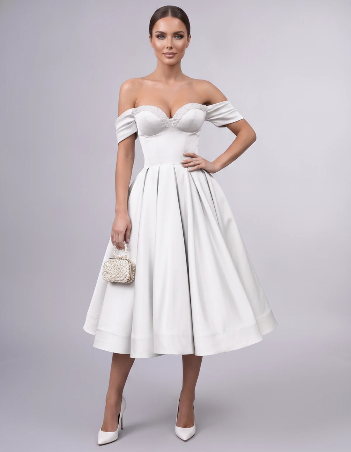 Jessamine Midi Dresses — Ivory | SKU: SD-30464-ivory-2,SD-30464-ivory-4,SD-30464-ivory-6,SD-30464-ivory-8,SD-30464-ivory-10,SD-30464-ivory-12,SD-30464-ivory-14,SD-30464-ivory-14W,SD-30464-ivory-16,SD-30464-ivory-16W,SD-30464-ivory-18W,SD-30464-ivory-20W