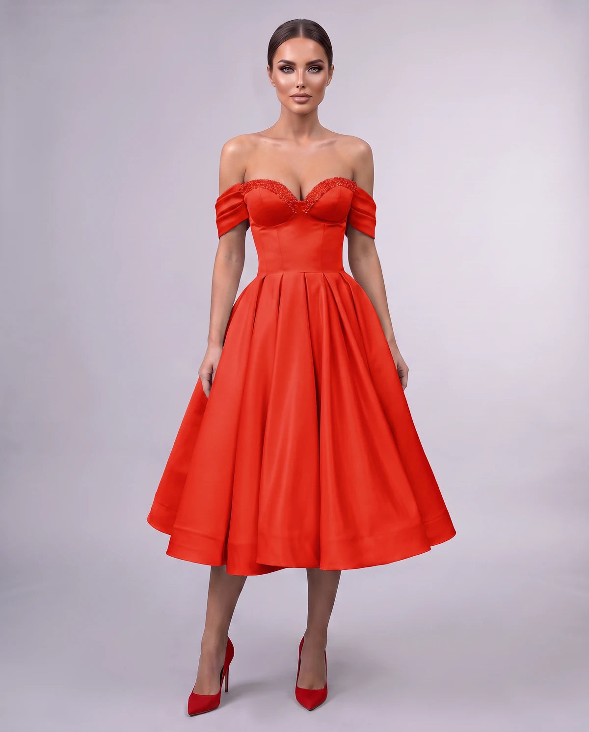 Jessamine Midi Dresses — Red