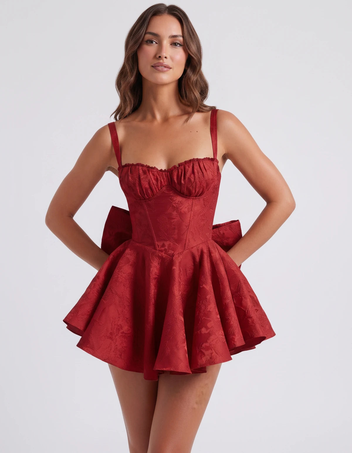 Jolanthe Mini Dress — Red | SKU: SD-78066-red-2,SD-78066-red-4,SD-78066-red-6,SD-78066-red-8,SD-78066-red-10,SD-78066-red-12,SD-78066-red-14,SD-78066-red-16,SD-78066-red-16W,SD-78066-red-18W,SD-78066-red-20W,SD-78066-red-22W