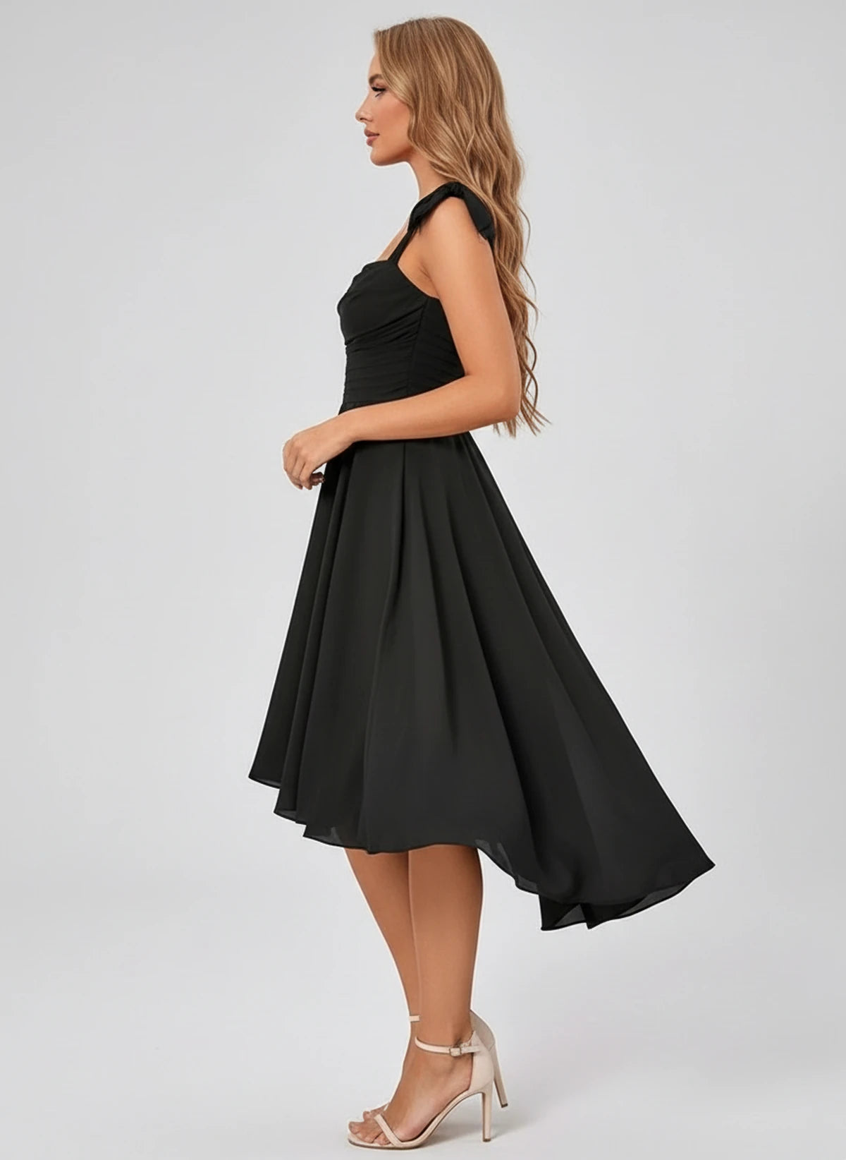 Kalliope Midi Dresses — Black | SKU: SD-15471-black-2,SD-15471-black-4,SD-15471-black-6,SD-15471-black-8,SD-15471-black-10,SD-15471-black-12,SD-15471-black-14,SD-15471-black-16,SD-15471-black-16W,SD-15471-black-18W,SD-15471-black-20W,SD-15471-black-22W
