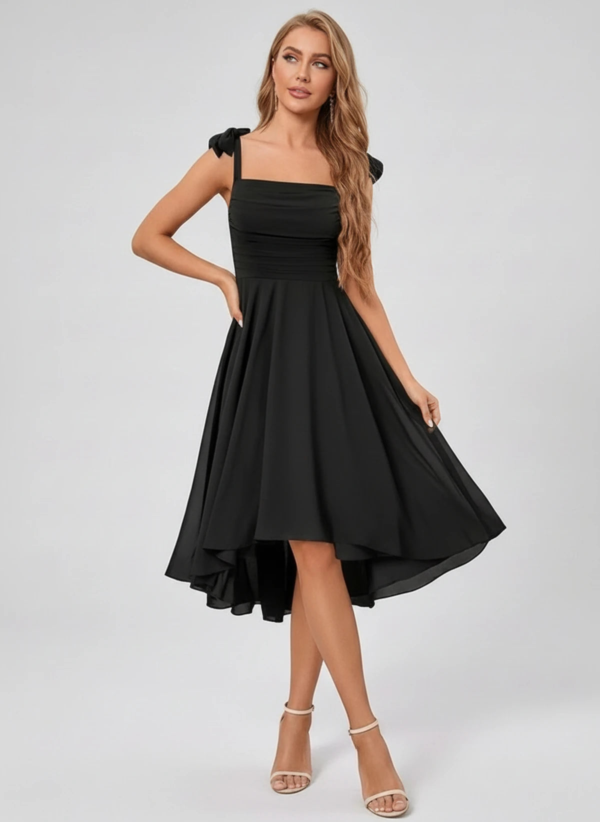 Kalliope Midi Dresses — Black | SKU: SD-15471-black-2,SD-15471-black-4,SD-15471-black-6,SD-15471-black-8,SD-15471-black-10,SD-15471-black-12,SD-15471-black-14,SD-15471-black-16,SD-15471-black-16W,SD-15471-black-18W,SD-15471-black-20W,SD-15471-black-22W
