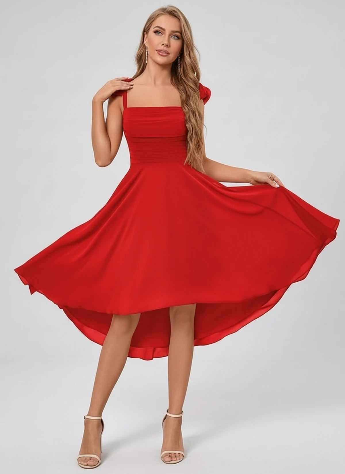 Kalliope Midi Dresses — Red | SKU: SD-15471-red-2,SD-15471-red-4,SD-15471-red-6,SD-15471-red-8,SD-15471-red-10,SD-15471-red-12,SD-15471-red-14,SD-15471-red-16,SD-15471-red-16W,SD-15471-red-18W,SD-15471-red-20W,SD-15471-red-22W