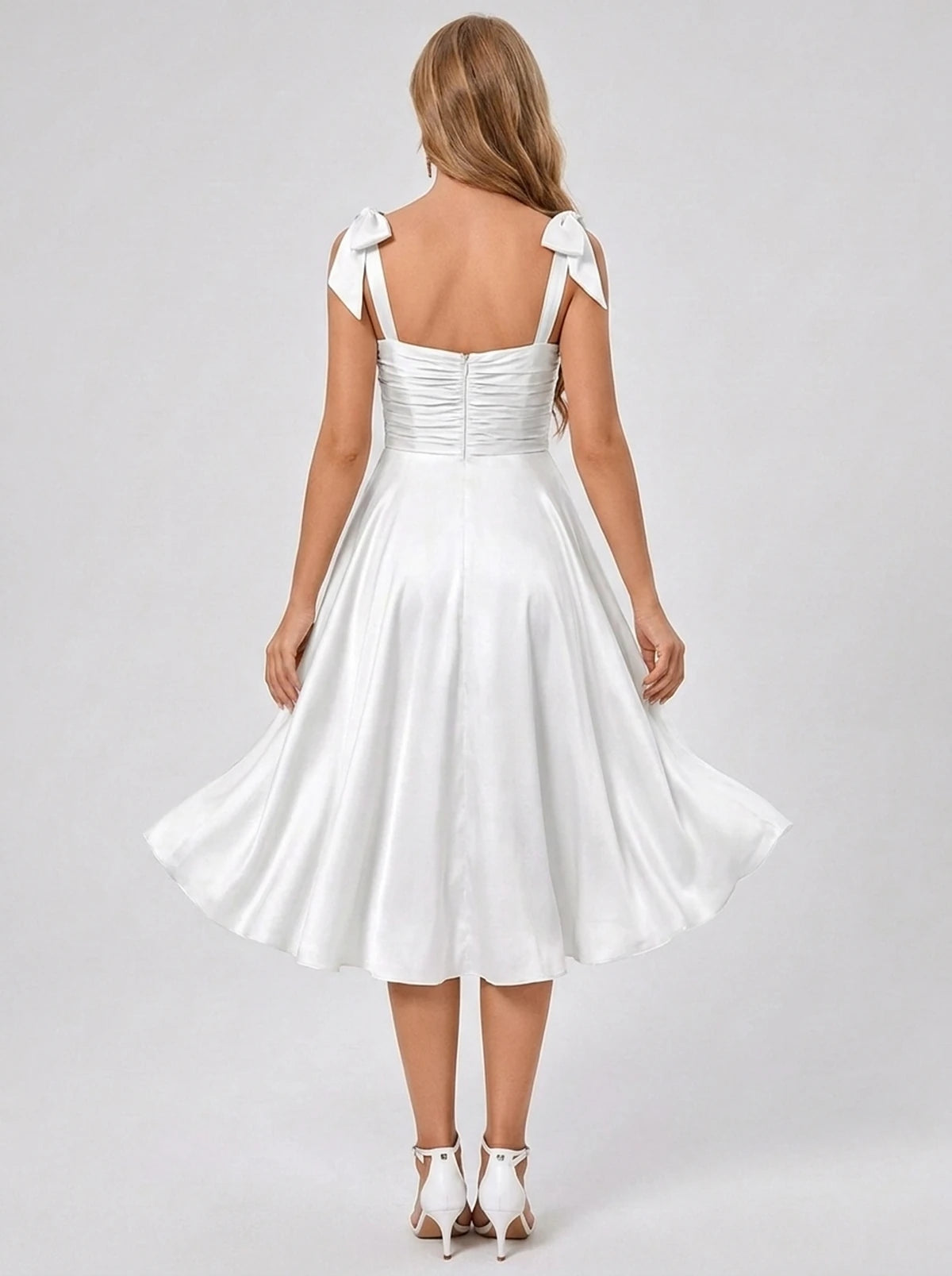 Kalliope Midi Dresses — White | SKU: SD-15471-white-2,SD-15471-white-4,SD-15471-white-6,SD-15471-white-8,SD-15471-white-10,SD-15471-white-12,SD-15471-white-14,SD-15471-white-16,SD-15471-white-16W,SD-15471-white-18W,SD-15471-white-20W,SD-15471-white-22W