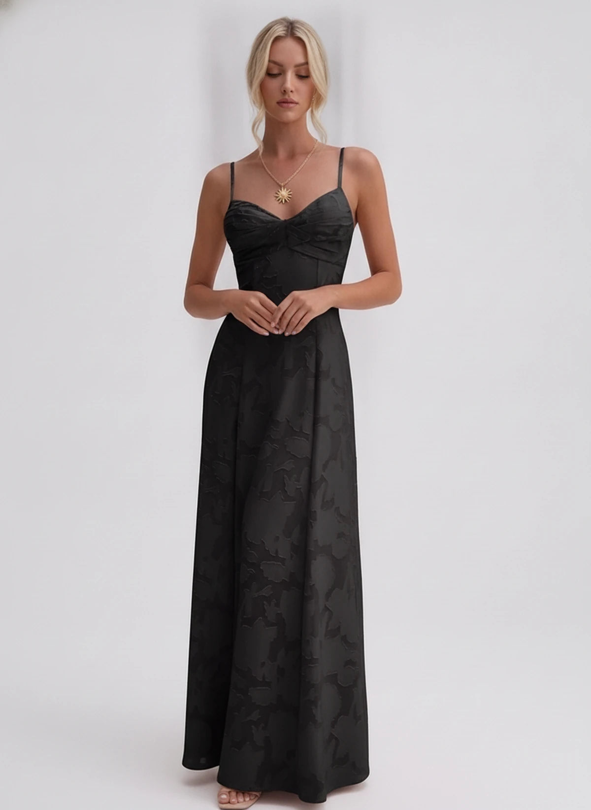 Karenza Maxi Dress — Black | SKU: SD-83423-black-2,SD-83423-black-4,SD-83423-black-6,SD-83423-black-8,SD-83423-black-10,SD-83423-black-12,SD-83423-black-14,SD-83423-black-16,SD-83423-black-16W,SD-83423-black-18W,SD-83423-black-20W,SD-83423-black-22W
