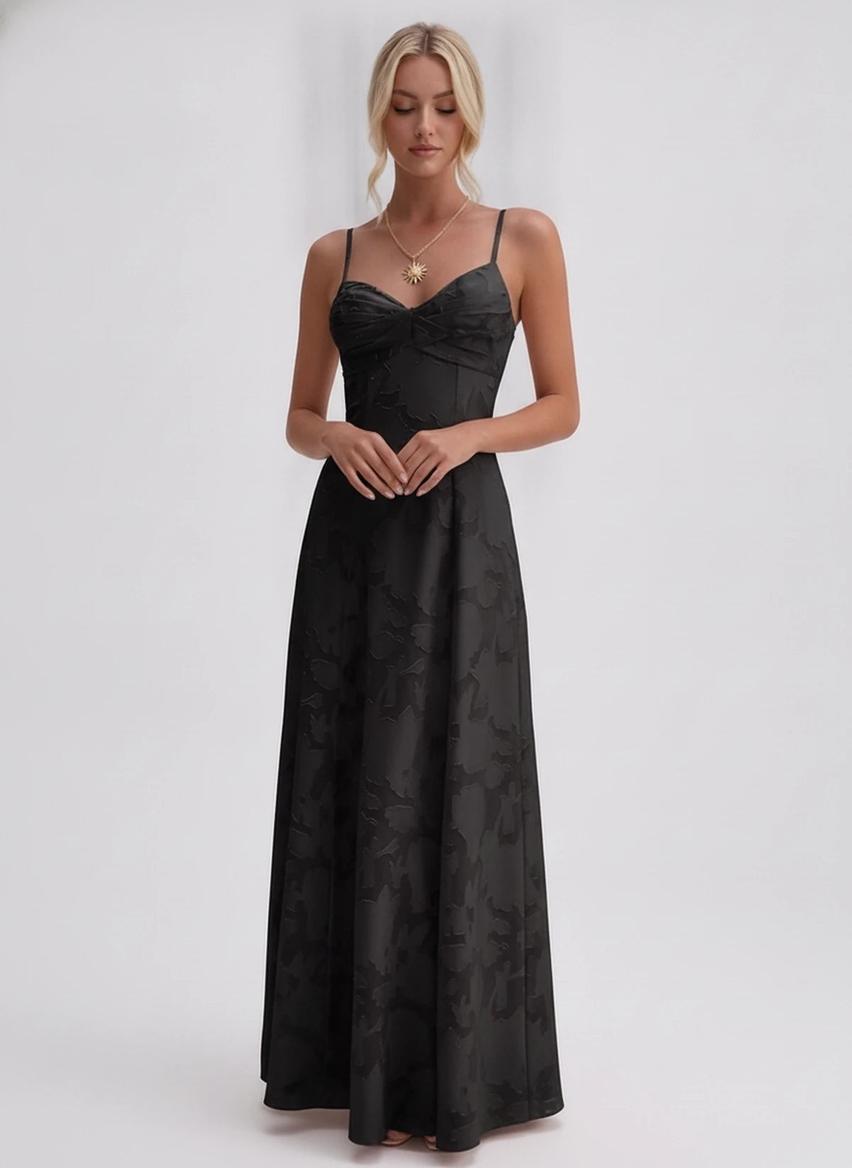 Karenza Maxi Dress — Black | SKU: SD-83423-black-2,SD-83423-black-4,SD-83423-black-6,SD-83423-black-8,SD-83423-black-10,SD-83423-black-12,SD-83423-black-14,SD-83423-black-16,SD-83423-black-16W,SD-83423-black-18W,SD-83423-black-20W,SD-83423-black-22W
