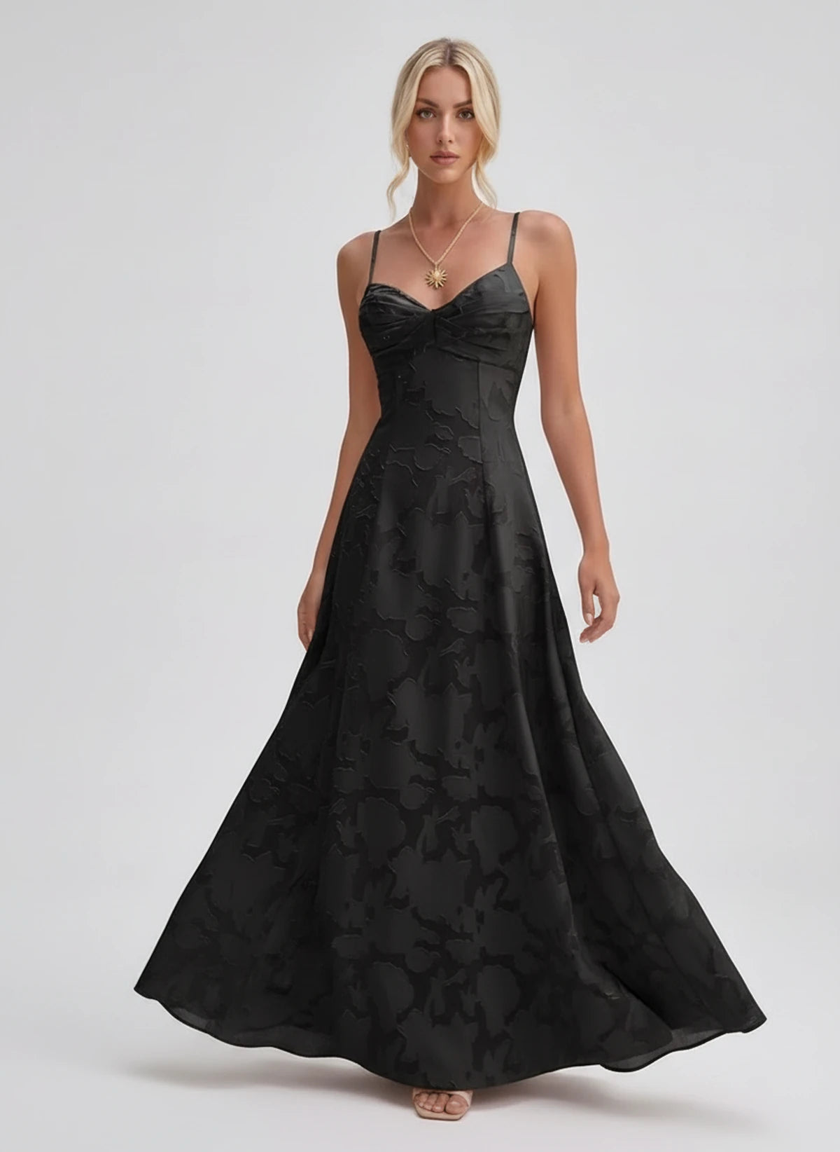 Karenza Maxi Dress — Black | SKU: SD-83423-black-2,SD-83423-black-4,SD-83423-black-6,SD-83423-black-8,SD-83423-black-10,SD-83423-black-12,SD-83423-black-14,SD-83423-black-16,SD-83423-black-16W,SD-83423-black-18W,SD-83423-black-20W,SD-83423-black-22W