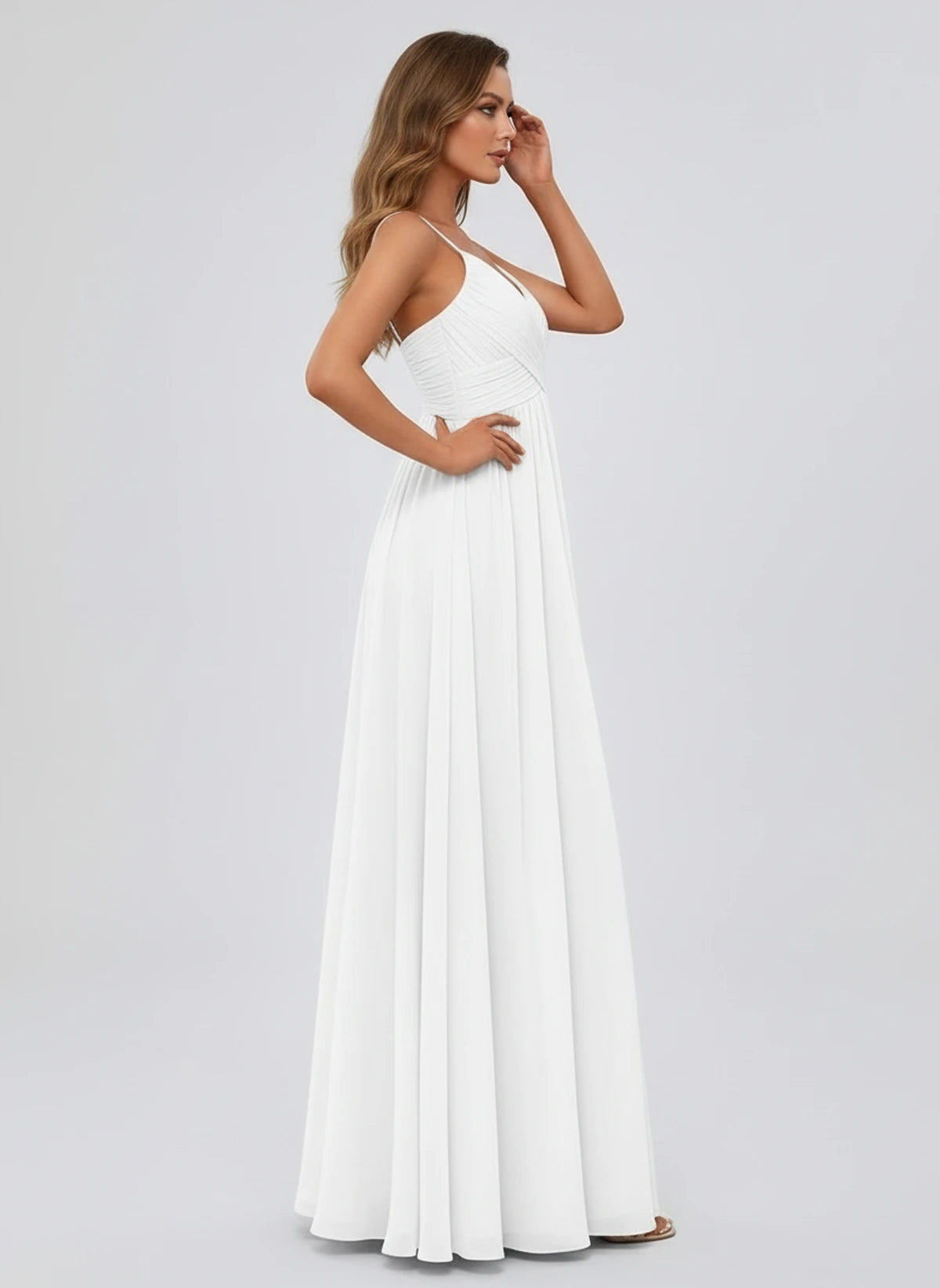 Kassandre Maxi Dress — White | SKU: SD-92890-white-2,SD-92890-white-4,SD-92890-white-6,SD-92890-white-8,SD-92890-white-10,SD-92890-white-12,SD-92890-white-14,SD-92890-white-16,SD-92890-white-16W,SD-92890-white-18W,SD-92890-white-20W,SD-92890-white-22W