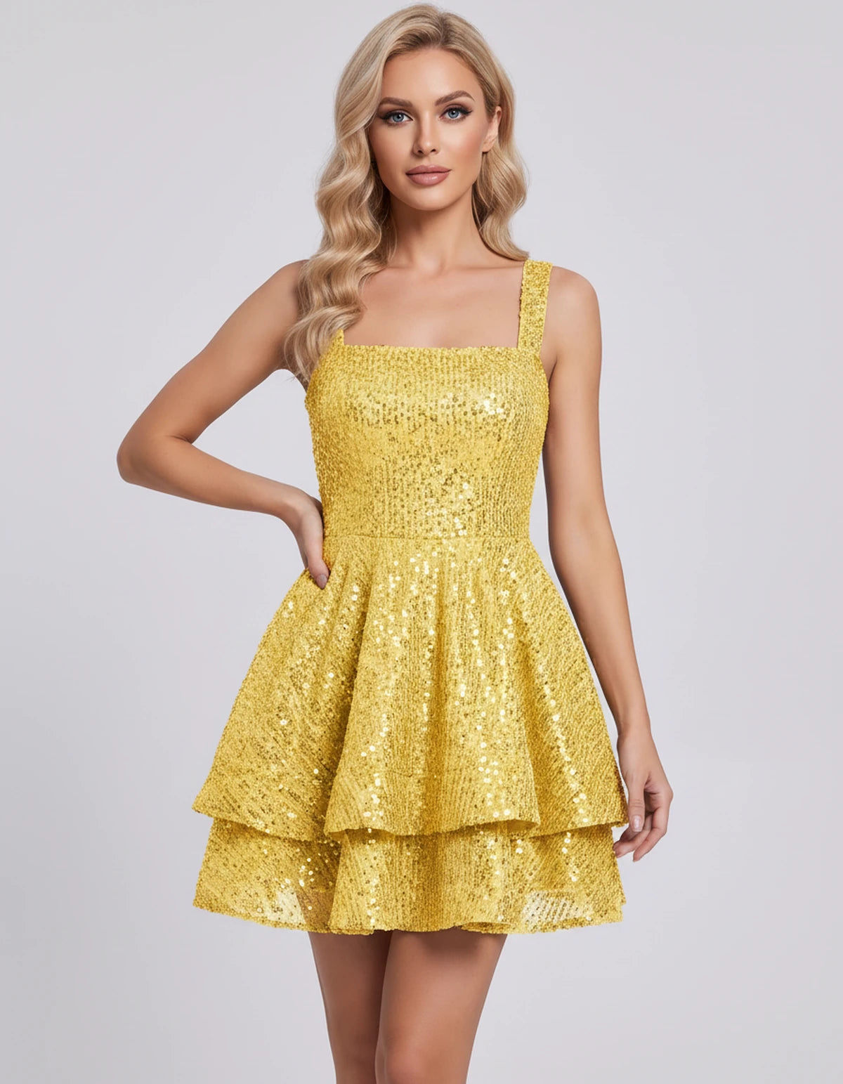 Katharine Mini Dress — Yellow | SKU: SD-62509-yellow-2,SD-62509-yellow-4,SD-62509-yellow-6,SD-62509-yellow-8,SD-62509-yellow-10,SD-62509-yellow-12,SD-62509-yellow-14,SD-62509-yellow-16,SD-62509-yellow-16W,SD-62509-yellow-18W,SD-62509-yellow-20W,SD-62509-yellow-22W