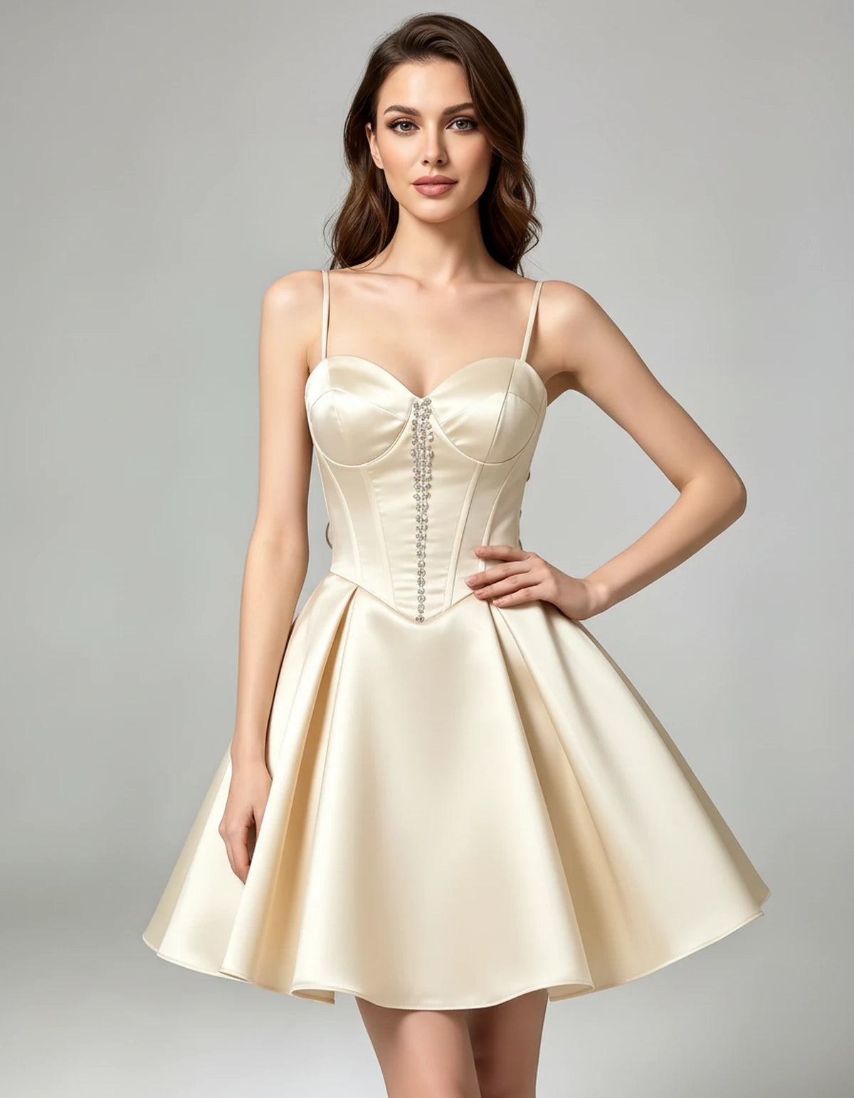 Kerensa Mini Dress — Champagne | SKU: SD-41654-champagne-2,SD-41654-champagne-4,SD-41654-champagne-6,SD-41654-champagne-8,SD-41654-champagne-10,SD-41654-champagne-12,SD-41654-champagne-14,SD-41654-champagne-16,SD-41654-champagne-18,SD-41654-champagne-20,SD-41654-champagne-22,SD-41654-champagne-24