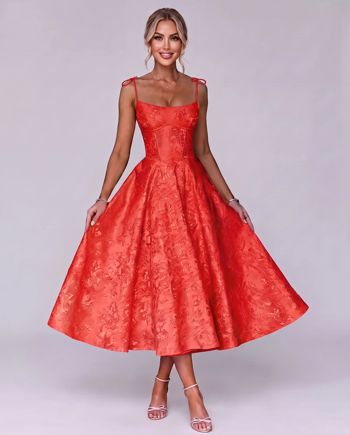 Lalique Midi Dresses — Red