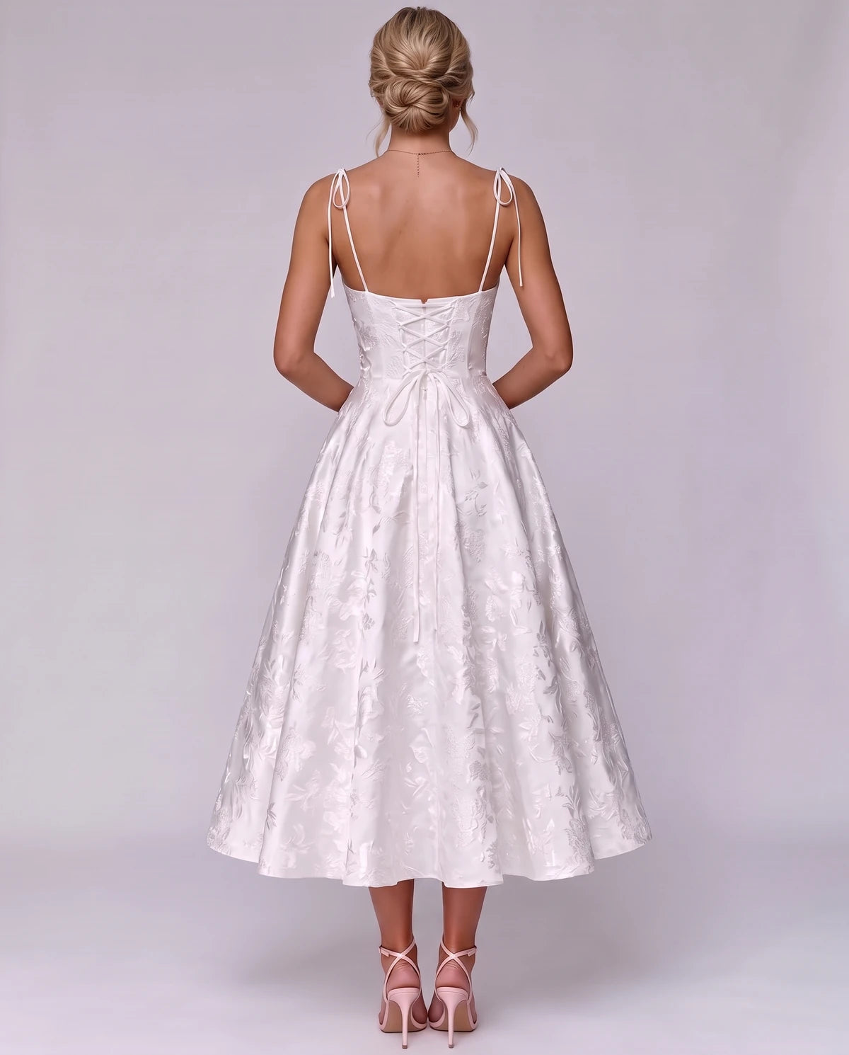 Lalique Midi Dresses — White | SKU: SD-68537-white-2,SD-68537-white-4,SD-68537-white-6,SD-68537-white-8,SD-68537-white-10,SD-68537-white-12,SD-68537-white-14,SD-68537-white-16,SD-68537-white-16W,SD-68537-white-18W,SD-68537-white-20W,SD-68537-white-22W