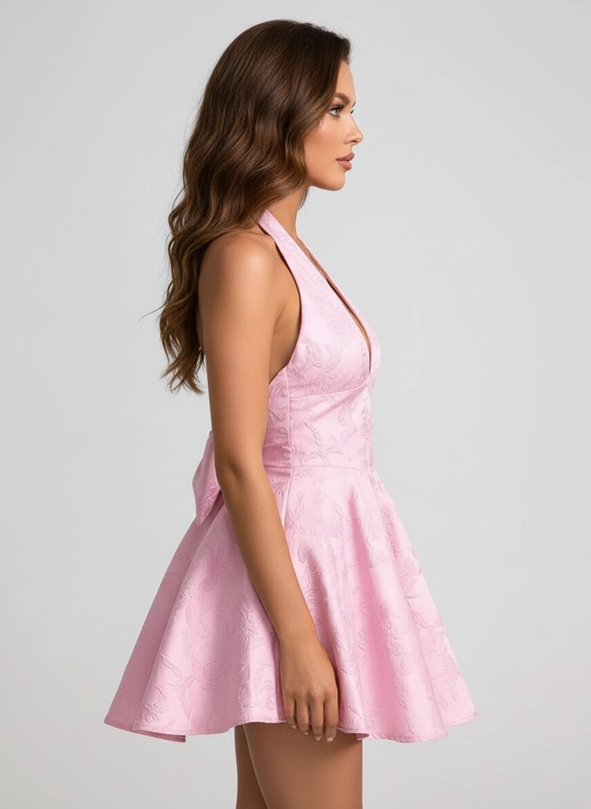 Lauriane Mini Dress — Pink | SKU: SD-31728-pink-2,SD-31728-pink-4,SD-31728-pink-6,SD-31728-pink-8,SD-31728-pink-10,SD-31728-pink-12,SD-31728-pink-14,SD-31728-pink-16,SD-31728-pink-16W,SD-31728-pink-18W,SD-31728-pink-20W,SD-31728-pink-22W