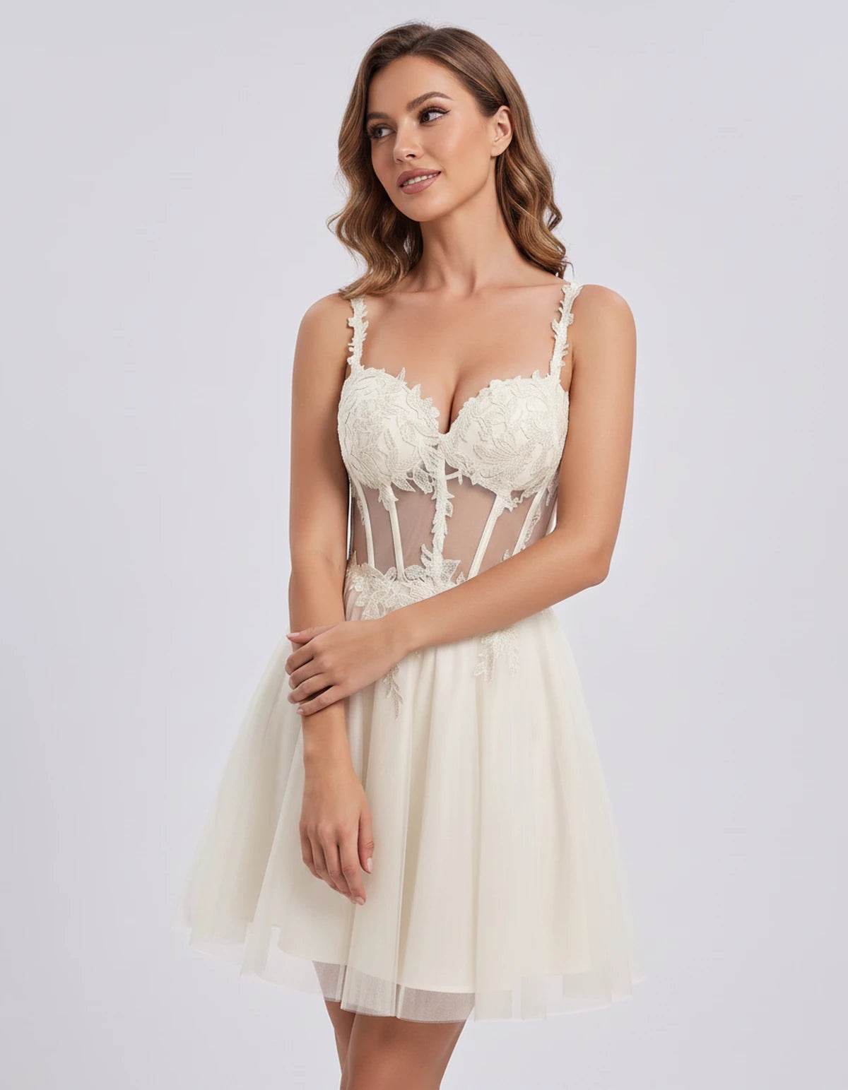 Lavandou Mini Dress — Ivory | SKU: SD-21933-ivory-2,SD-21933-ivory-4,SD-21933-ivory-6,SD-21933-ivory-8,SD-21933-ivory-10,SD-21933-ivory-12,SD-21933-ivory-14,SD-21933-ivory-16,SD-21933-ivory-16W,SD-21933-ivory-18W,SD-21933-ivory-20W,SD-21933-ivory-22W