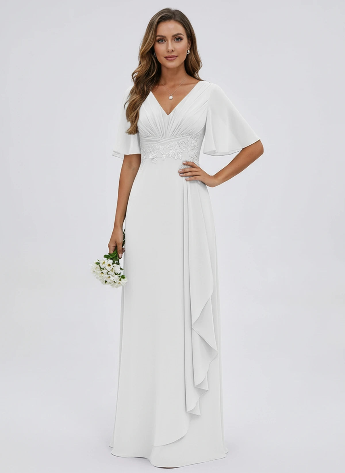 Lavinia Maxi Dress — White | SKU: SD-21668-white-2,SD-21668-white-4,SD-21668-white-6,SD-21668-white-8,SD-21668-white-10,SD-21668-white-12,SD-21668-white-14,SD-21668-white-16,SD-21668-white-16W,SD-21668-white-18W,SD-21668-white-20W,SD-21668-white-22W