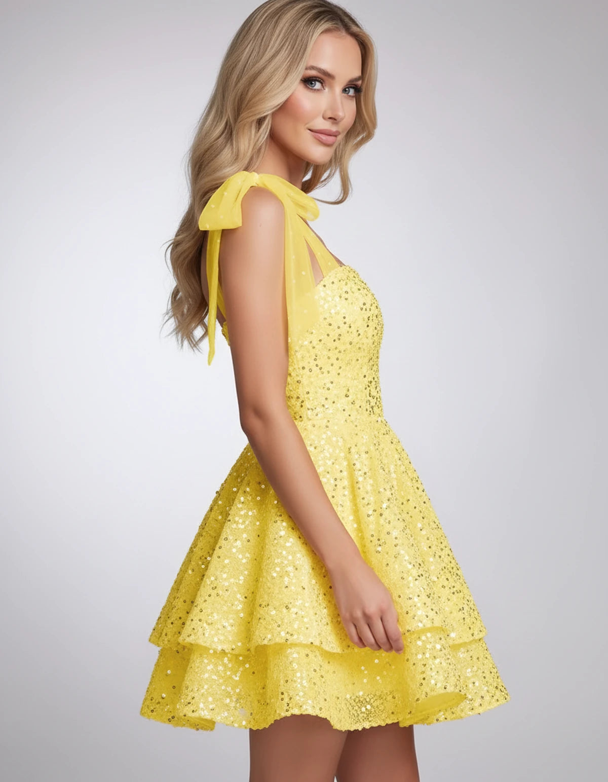 Linnea Mini Dress — Yellow | SKU: SD-47708-yellow-2,SD-47708-yellow-4,SD-47708-yellow-6,SD-47708-yellow-8,SD-47708-yellow-10,SD-47708-yellow-12,SD-47708-yellow-14,SD-47708-yellow-16,SD-47708-yellow-16W,SD-47708-yellow-18W,SD-47708-yellow-20,SD-47708-yellow-20W