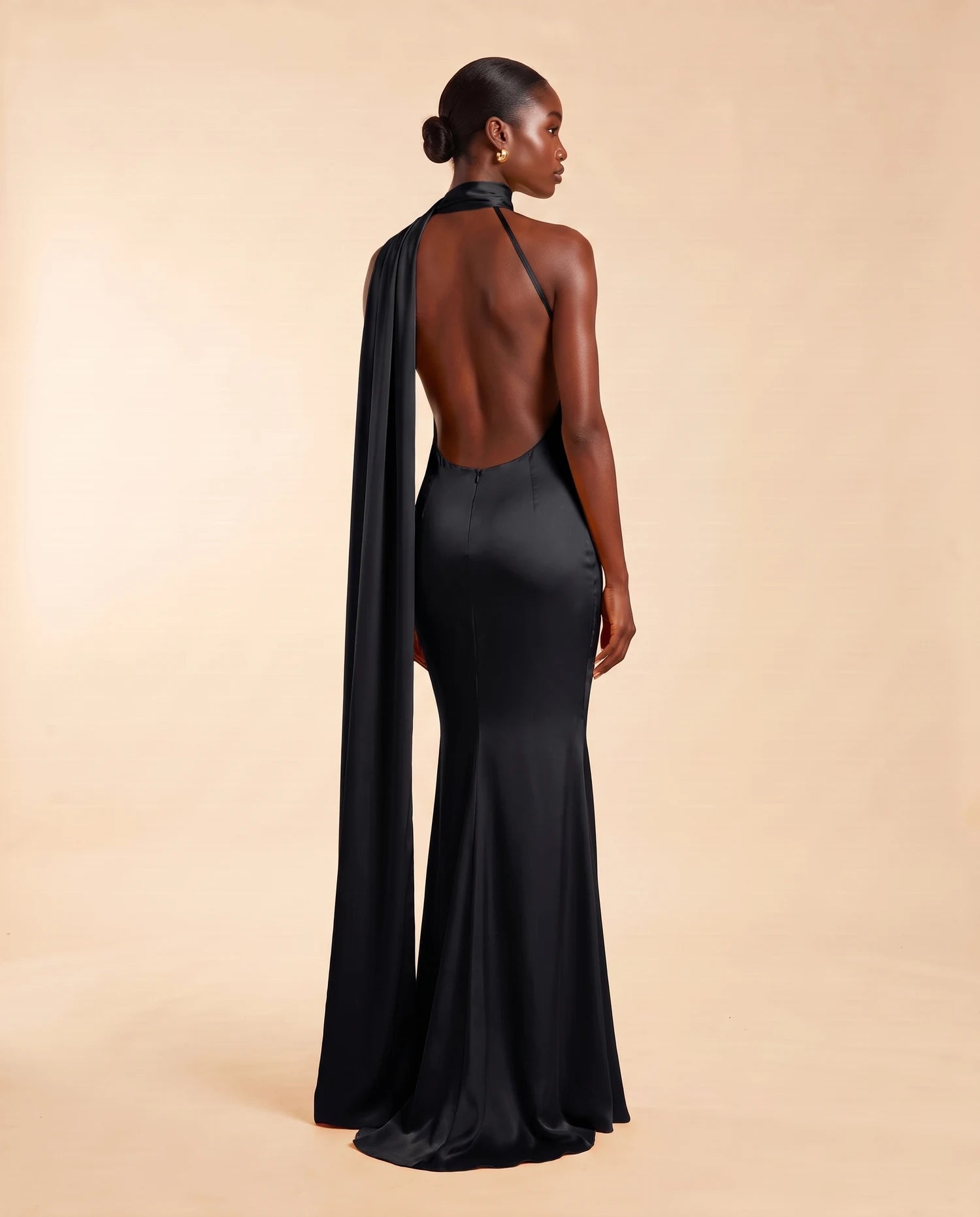 Liora Satin Scarf Dress Black 06-back