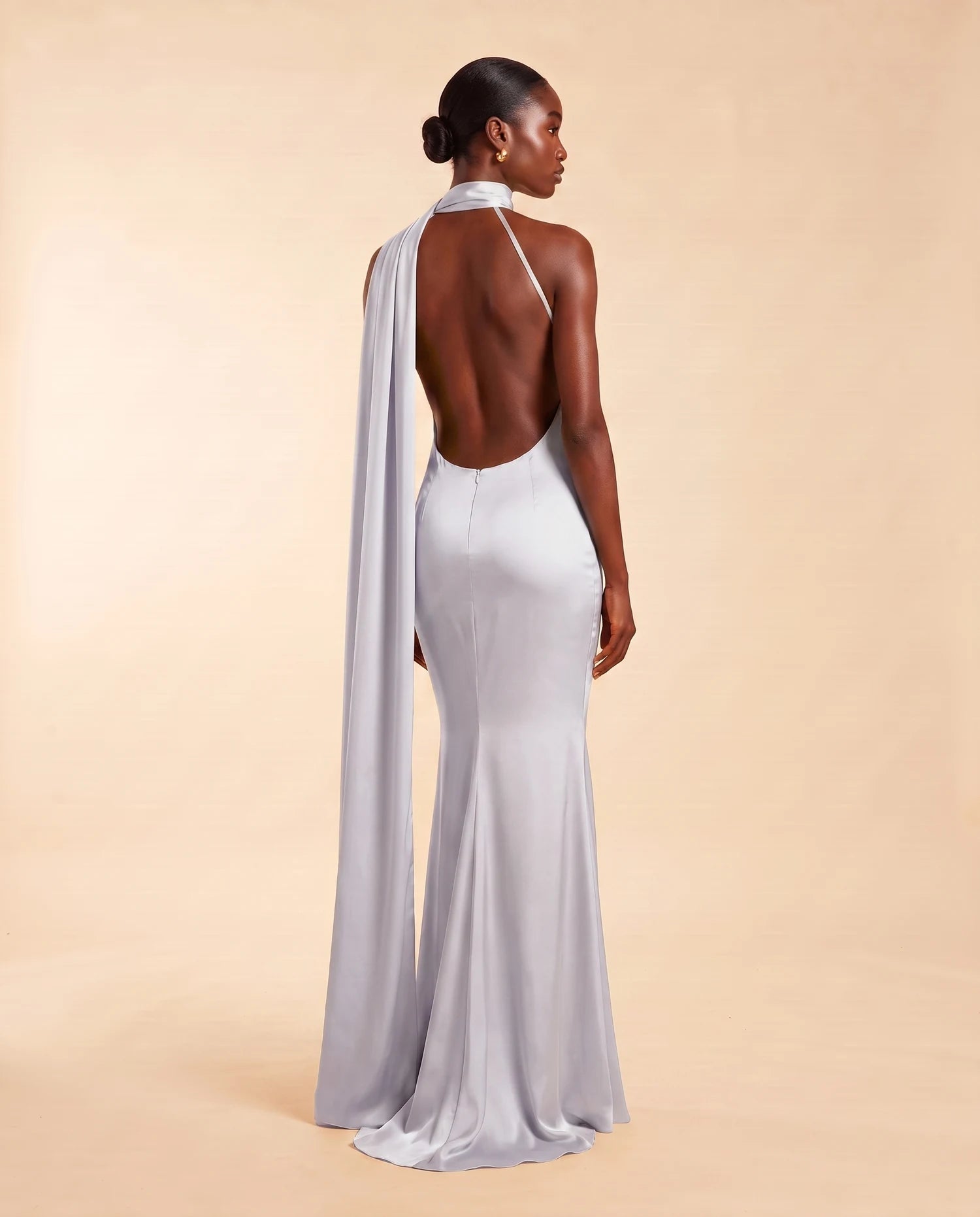 Liora Satin Scarf Dress White 06-back