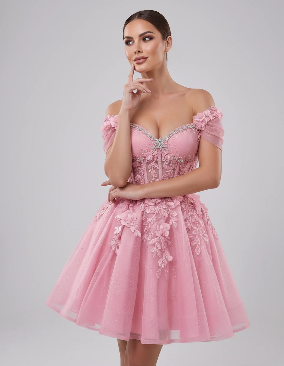 Lisbeth Mini Dress — Pink | SKU: SD-95431-pink-2,SD-95431-pink-4,SD-95431-pink-6,SD-95431-pink-8,SD-95431-pink-10,SD-95431-pink-12,SD-95431-pink-14,SD-95431-pink-16,SD-95431-pink-16W,SD-95431-pink-18W,SD-95431-pink-20W,SD-95431-pink-22W