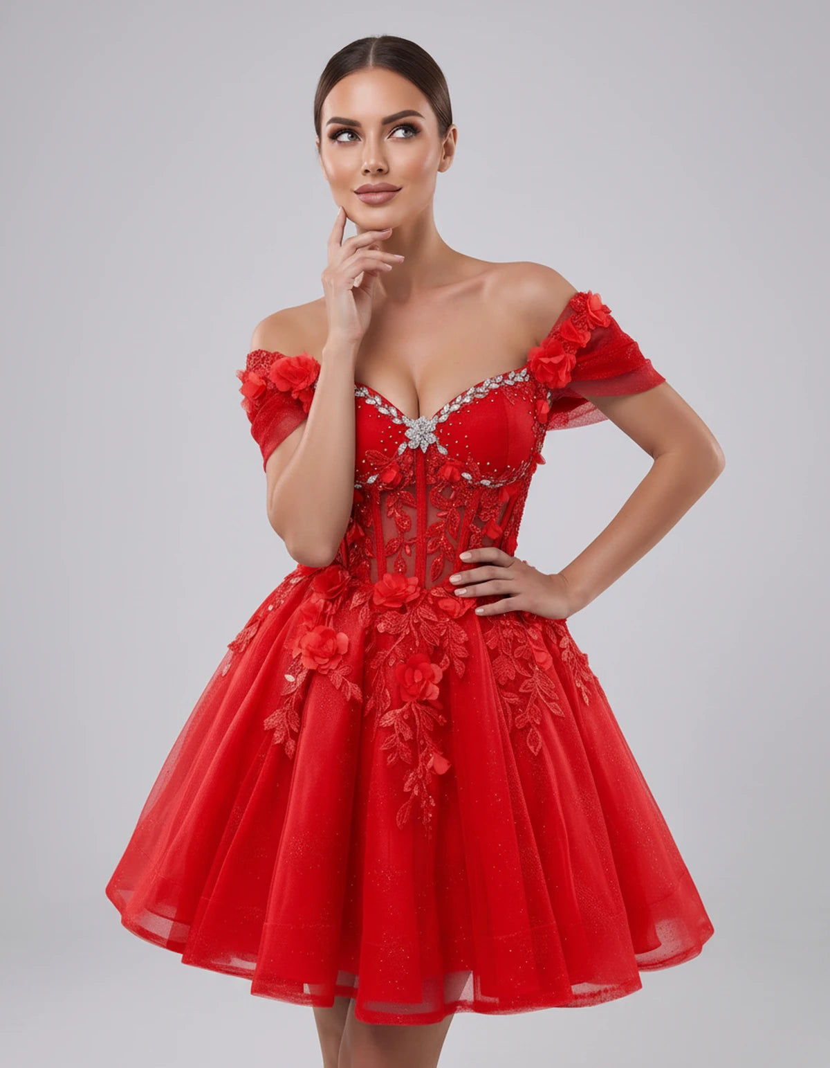 Lisbeth Mini Dress — Red | SKU: SD-95431-red-2,SD-95431-red-4,SD-95431-red-6,SD-95431-red-8,SD-95431-red-10,SD-95431-red-12,SD-95431-red-14,SD-95431-red-16,SD-95431-red-16W,SD-95431-red-18W,SD-95431-red-20W,SD-95431-red-22W