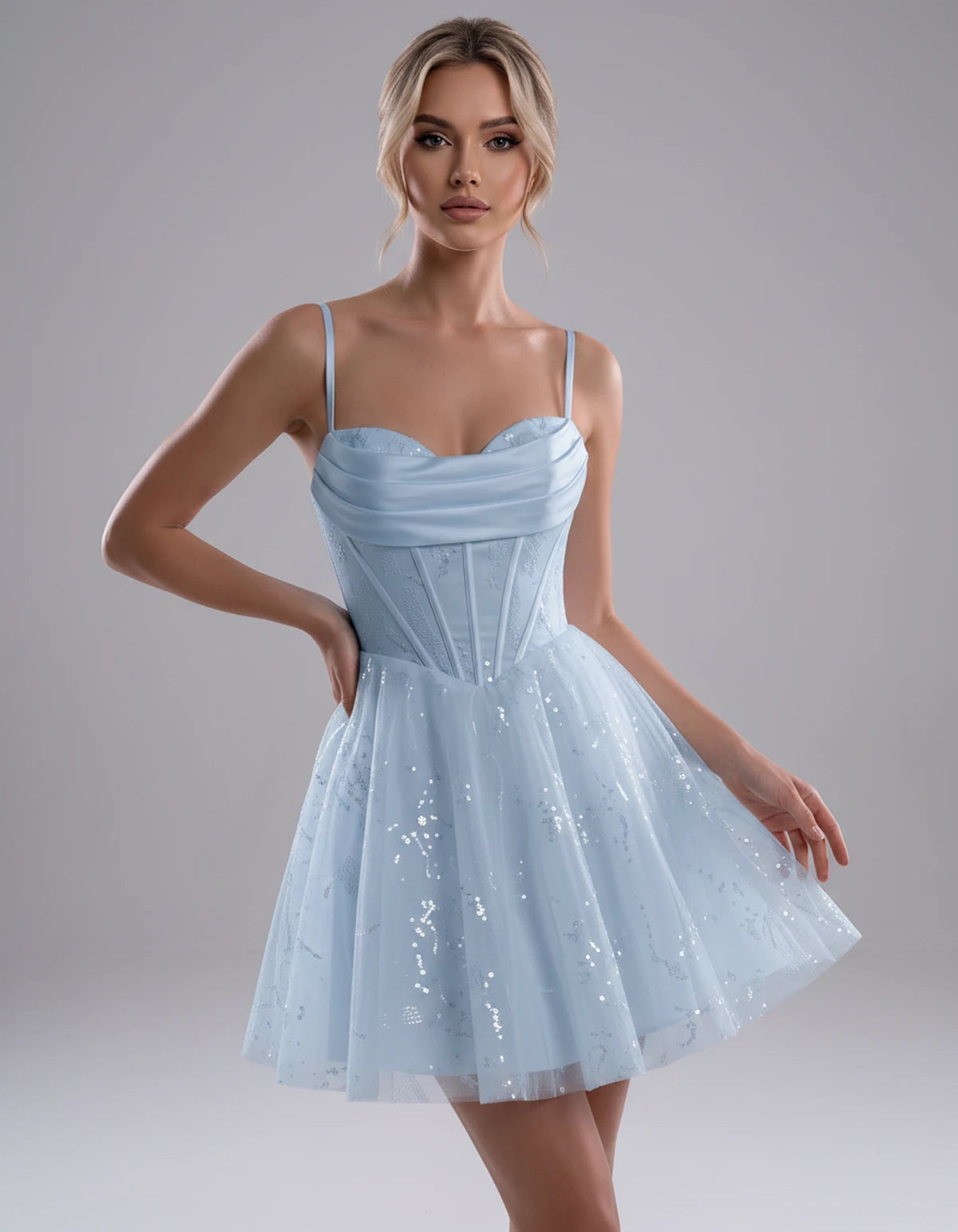 Loreley Mini Dress — Dusty Blue | SKU: SD-42325-dustyblue-2,SD-42325-dustyblue-4,SD-42325-dustyblue-6,SD-42325-dustyblue-8,SD-42325-dustyblue-10,SD-42325-dustyblue-12,SD-42325-dustyblue-14,SD-42325-dustyblue-16,SD-42325-dustyblue-0,SD-42325-dustyblue-18 Plus,SD-42325-dustyblue-22 Plus,SD-42325-dustyblue-26 Plus