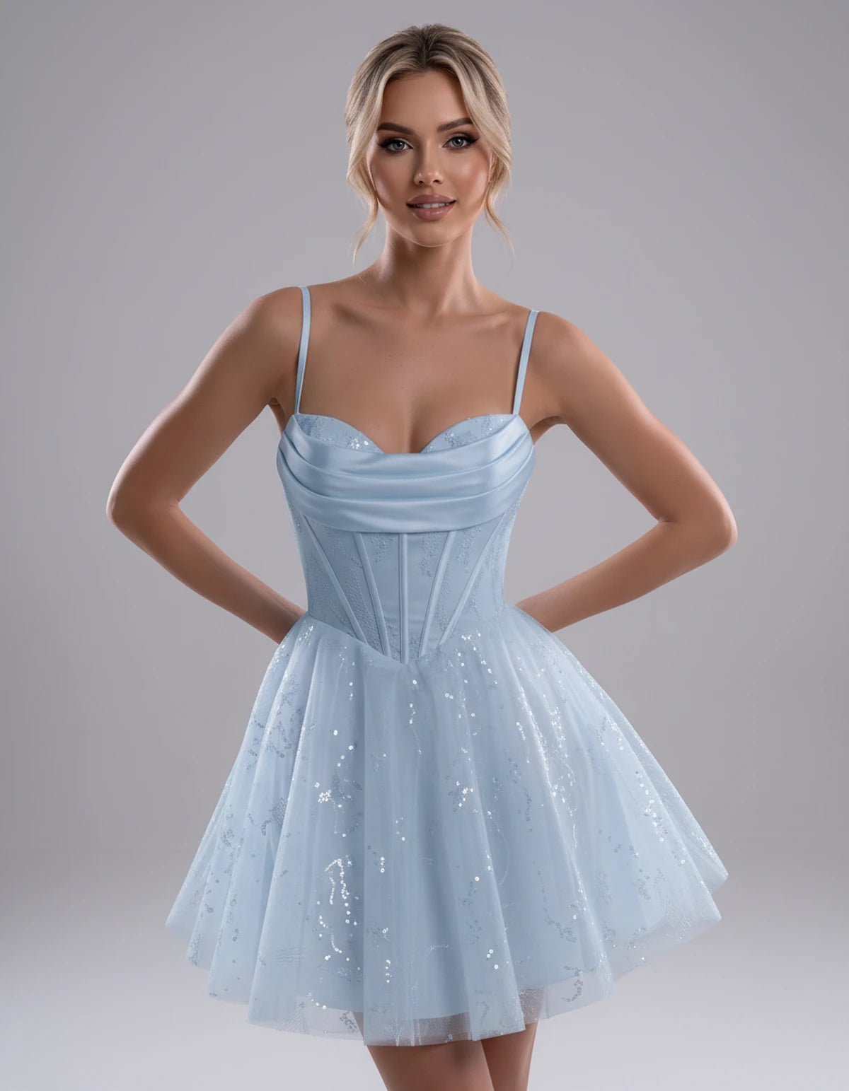 Loreley Mini Dress — Dusty Blue | SKU: SD-42325-dustyblue-2,SD-42325-dustyblue-4,SD-42325-dustyblue-6,SD-42325-dustyblue-8,SD-42325-dustyblue-10,SD-42325-dustyblue-12,SD-42325-dustyblue-14,SD-42325-dustyblue-16,SD-42325-dustyblue-0,SD-42325-dustyblue-18 Plus,SD-42325-dustyblue-22 Plus,SD-42325-dustyblue-26 Plus