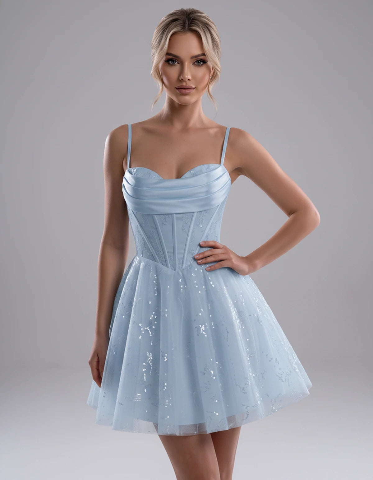 Loreley Mini Dress — Dusty Blue | SKU: SD-42325-dustyblue-2,SD-42325-dustyblue-4,SD-42325-dustyblue-6,SD-42325-dustyblue-8,SD-42325-dustyblue-10,SD-42325-dustyblue-12,SD-42325-dustyblue-14,SD-42325-dustyblue-16,SD-42325-dustyblue-0,SD-42325-dustyblue-18 Plus,SD-42325-dustyblue-22 Plus,SD-42325-dustyblue-26 Plus