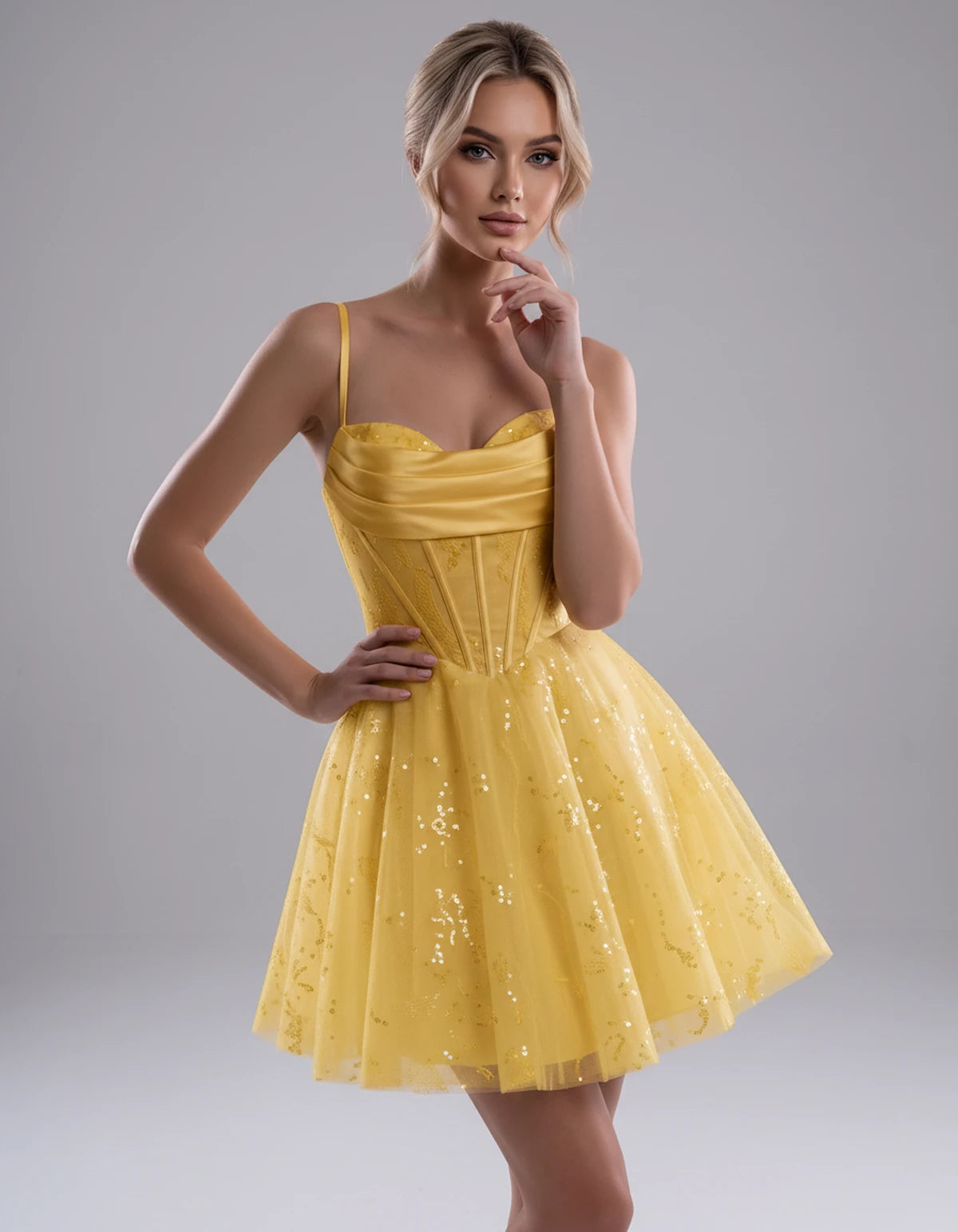 Loreley Mini Dress — Yellow | SKU: SD-42325-yellow-2,SD-42325-yellow-4,SD-42325-yellow-6,SD-42325-yellow-8,SD-42325-yellow-10,SD-42325-yellow-12,SD-42325-yellow-14,SD-42325-yellow-16,SD-42325-yellow-0,SD-42325-yellow-18 Plus,SD-42325-yellow-22 Plus,SD-42325-yellow-26 Plus