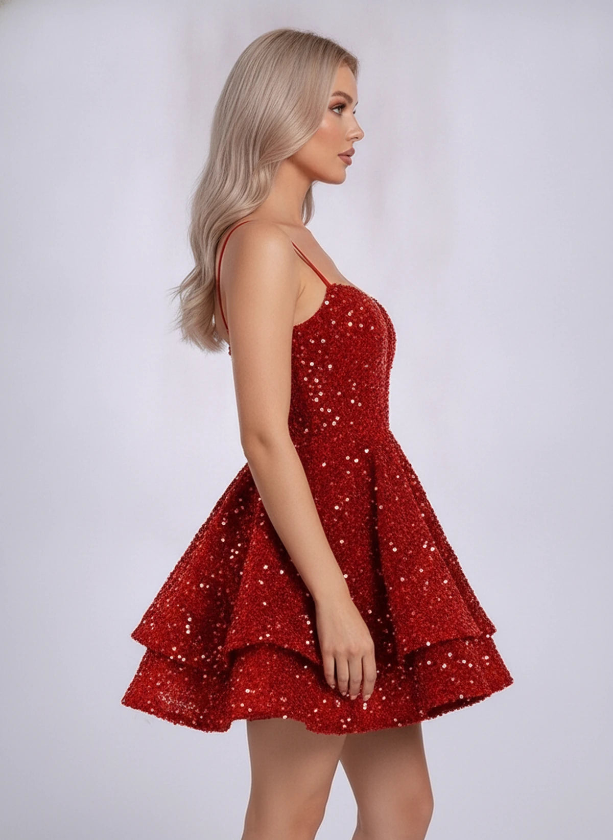 Lorenza Mini Dress — Red | SKU: SD-16035-red-2,SD-16035-red-4,SD-16035-red-6,SD-16035-red-8,SD-16035-red-10,SD-16035-red-12,SD-16035-red-14,SD-16035-red-16,SD-16035-red-16W,SD-16035-red-18,SD-16035-red-18W,SD-16035-red-20W