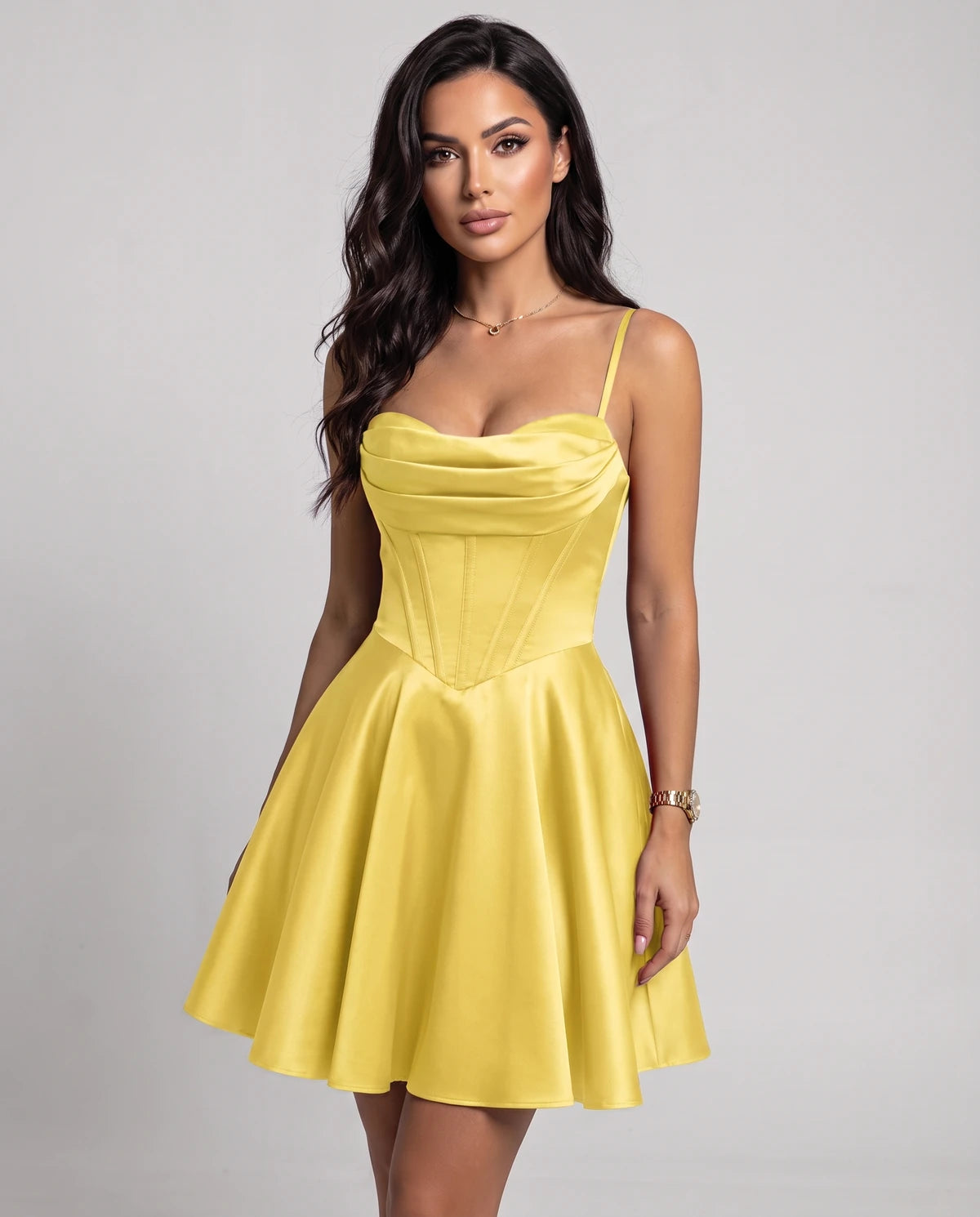 Lucerne Midi Dresses — Yellow