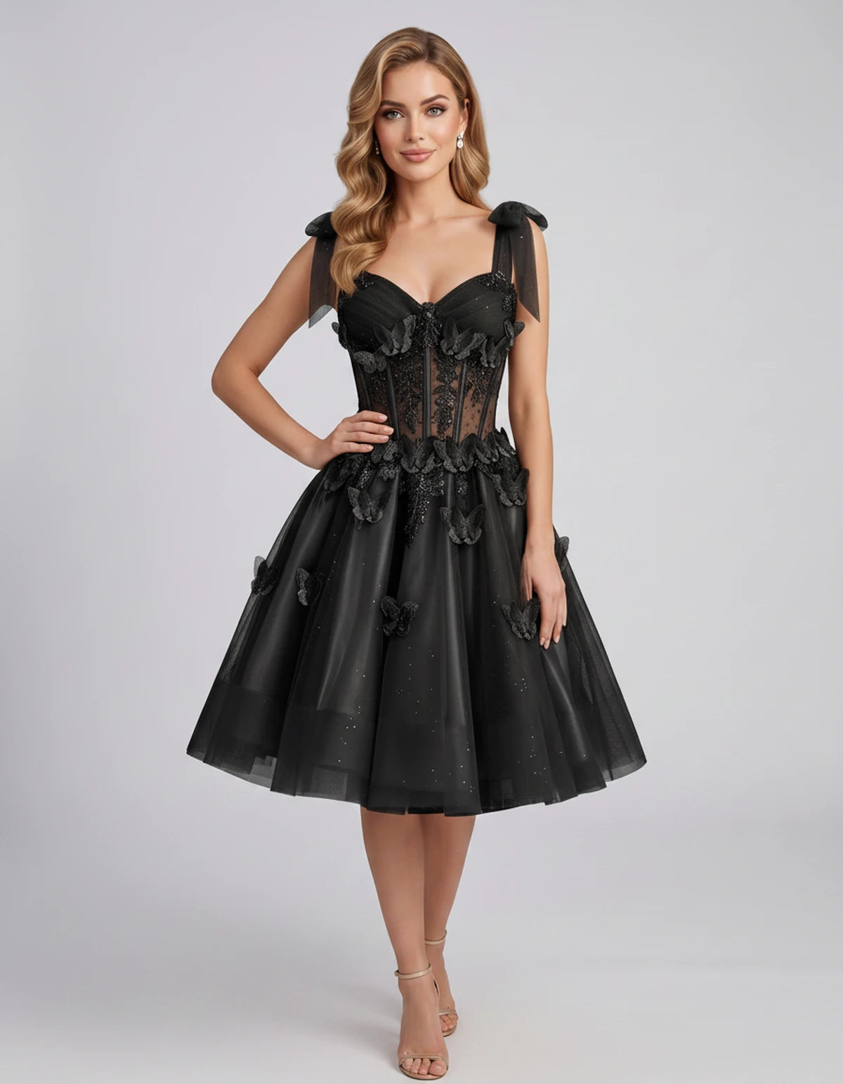Lumielle Mini Dress — Black | SKU: SD-95433-black-2,SD-95433-black-4,SD-95433-black-6,SD-95433-black-8,SD-95433-black-10,SD-95433-black-12,SD-95433-black-14,SD-95433-black-16,SD-95433-black-16W,SD-95433-black-18W,SD-95433-black-20W,SD-95433-black-22W