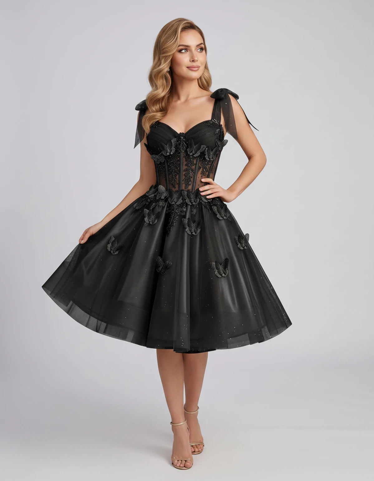 Lumielle Mini Dress — Black | SKU: SD-95433-black-2,SD-95433-black-4,SD-95433-black-6,SD-95433-black-8,SD-95433-black-10,SD-95433-black-12,SD-95433-black-14,SD-95433-black-16,SD-95433-black-16W,SD-95433-black-18W,SD-95433-black-20W,SD-95433-black-22W