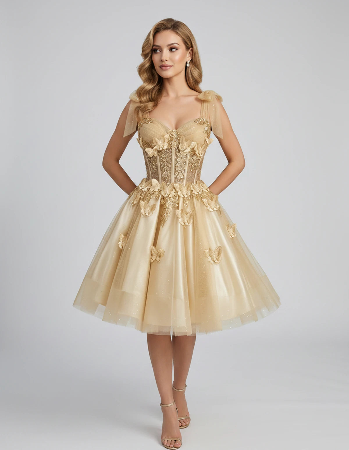 Lumielle Mini Dress — Champagne | SKU: SD-95433-champagne-2,SD-95433-champagne-4,SD-95433-champagne-6,SD-95433-champagne-8,SD-95433-champagne-10,SD-95433-champagne-12,SD-95433-champagne-14,SD-95433-champagne-16,SD-95433-champagne-16W,SD-95433-champagne-18W,SD-95433-champagne-20W,SD-95433-champagne-22W
