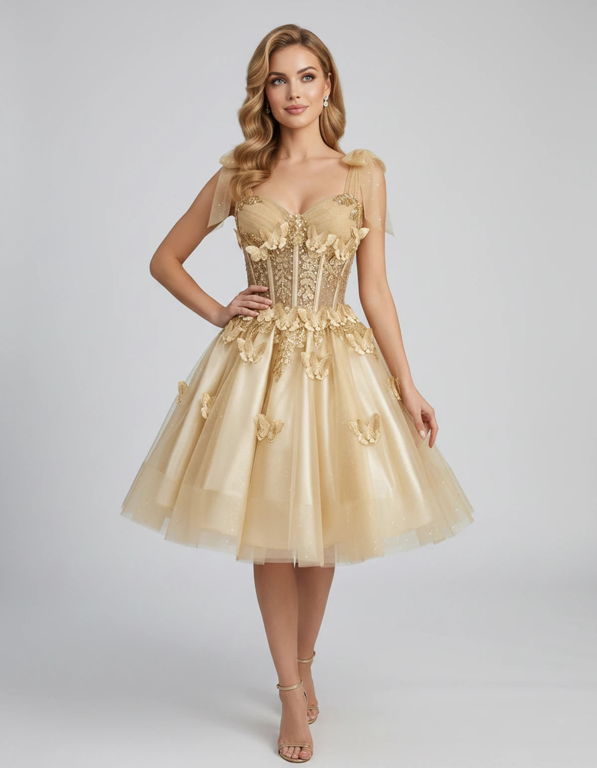 Lumielle Mini Dress — Champagne | SKU: SD-95433-champagne-2,SD-95433-champagne-4,SD-95433-champagne-6,SD-95433-champagne-8,SD-95433-champagne-10,SD-95433-champagne-12,SD-95433-champagne-14,SD-95433-champagne-16,SD-95433-champagne-16W,SD-95433-champagne-18W,SD-95433-champagne-20W,SD-95433-champagne-22W