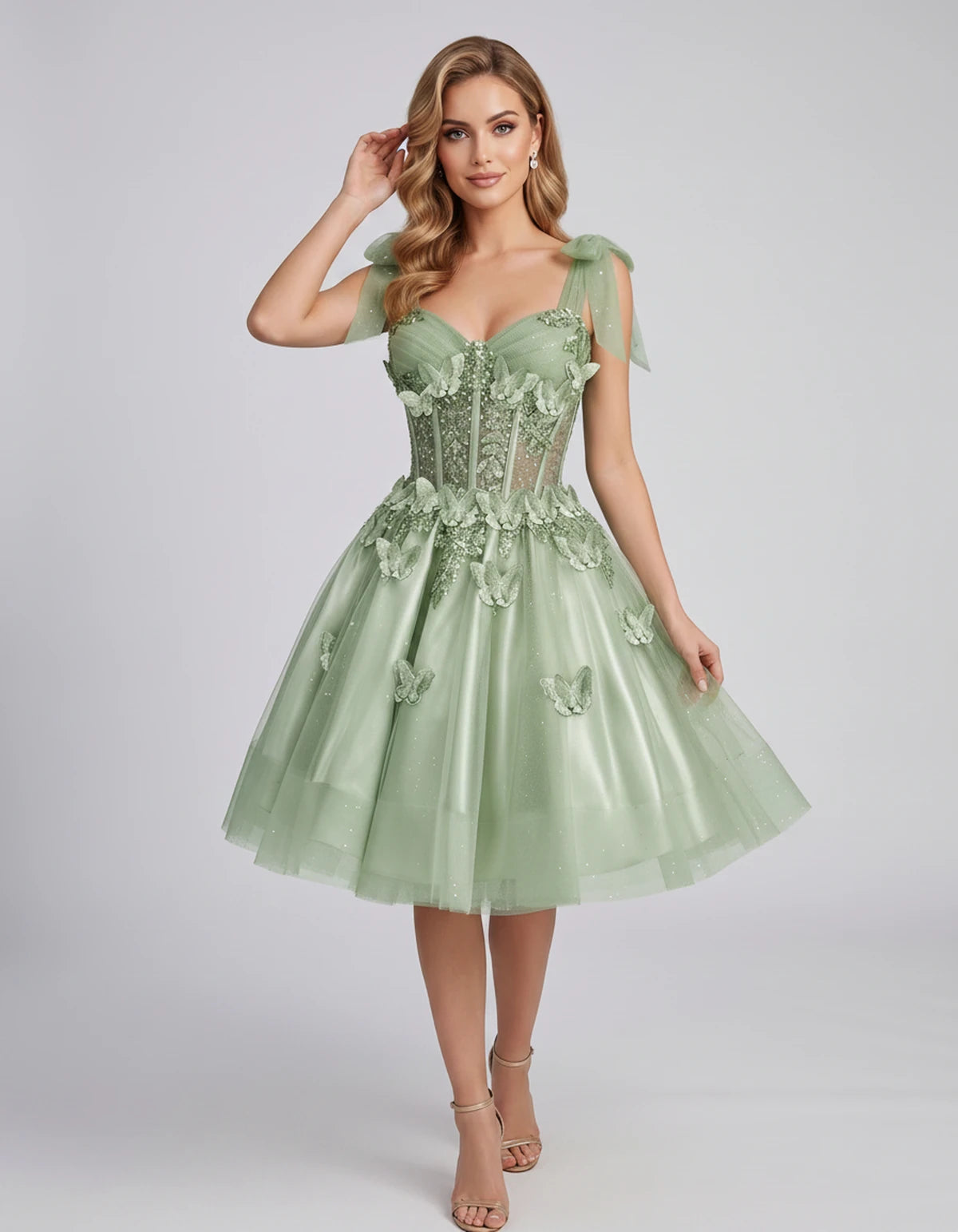 Lumielle Mini Dress — Sage | SKU: SD-95433-sage-2,SD-95433-sage-4,SD-95433-sage-6,SD-95433-sage-8,SD-95433-sage-10,SD-95433-sage-12,SD-95433-sage-14,SD-95433-sage-16,SD-95433-sage-16W,SD-95433-sage-18W,SD-95433-sage-20W,SD-95433-sage-22W