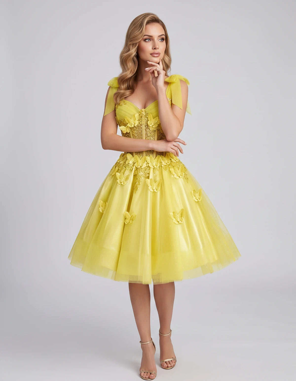 Lumielle Mini Dress — Yellow | SKU: SD-95433-yellow-2,SD-95433-yellow-4,SD-95433-yellow-6,SD-95433-yellow-8,SD-95433-yellow-10,SD-95433-yellow-12,SD-95433-yellow-14,SD-95433-yellow-16,SD-95433-yellow-16W,SD-95433-yellow-18W,SD-95433-yellow-20W,SD-95433-yellow-22W