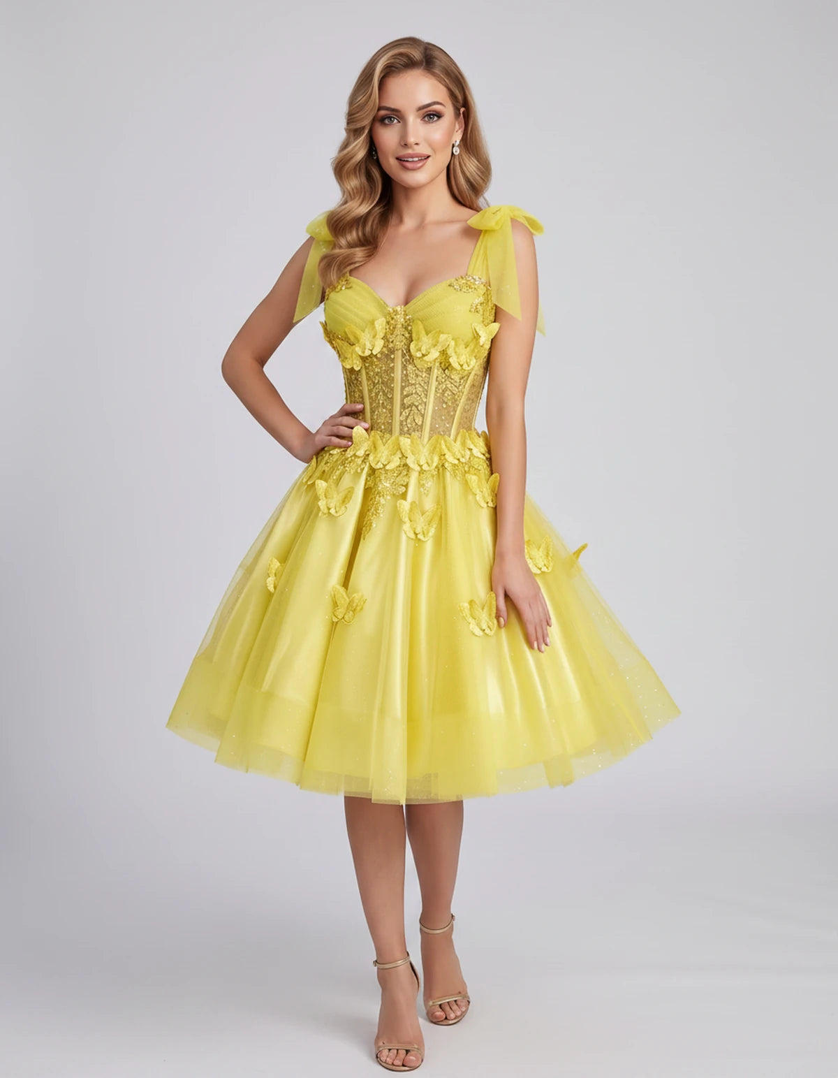 Lumielle Mini Dress — Yellow | SKU: SD-95433-yellow-2,SD-95433-yellow-4,SD-95433-yellow-6,SD-95433-yellow-8,SD-95433-yellow-10,SD-95433-yellow-12,SD-95433-yellow-14,SD-95433-yellow-16,SD-95433-yellow-16W,SD-95433-yellow-18W,SD-95433-yellow-20W,SD-95433-yellow-22W