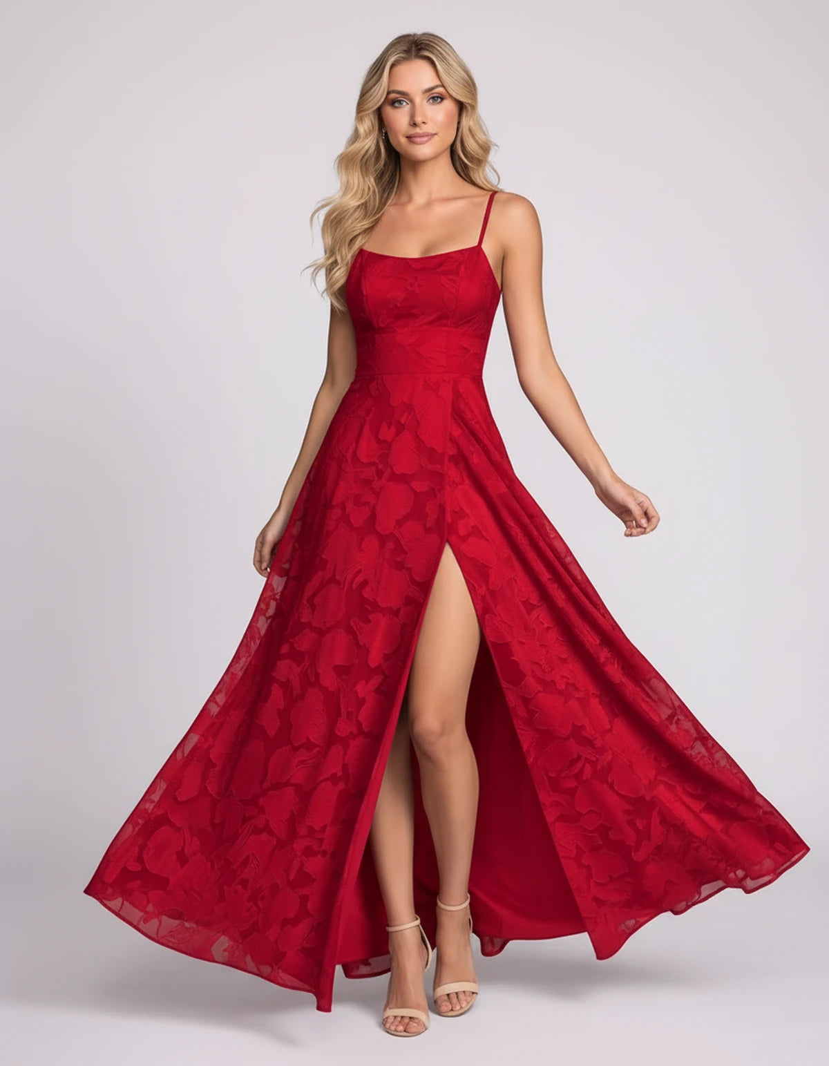 Lysandra Midi Dresses — Red | SKU: SD-68505-red-2,SD-68505-red-4,SD-68505-red-6,SD-68505-red-8,SD-68505-red-10,SD-68505-red-12,SD-68505-red-14,SD-68505-red-16,SD-68505-red-16W,SD-68505-red-18W,SD-68505-red-20W,SD-68505-red-22W